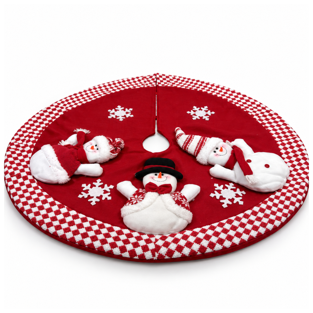 Piso de Árbol Navideño Muñeco de Nieve 3D Rojo