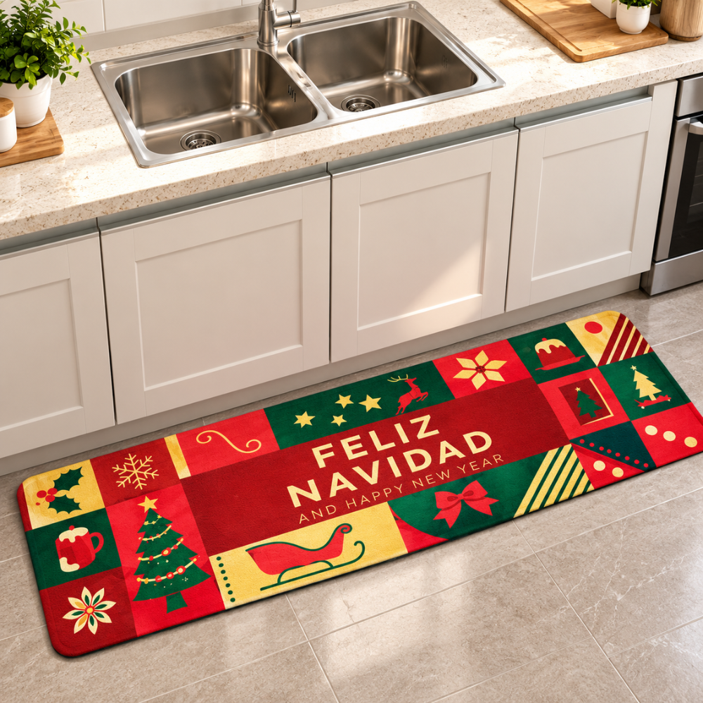 Set de Pisos de Cocina Navideños Antideslizantes 2 Piezas