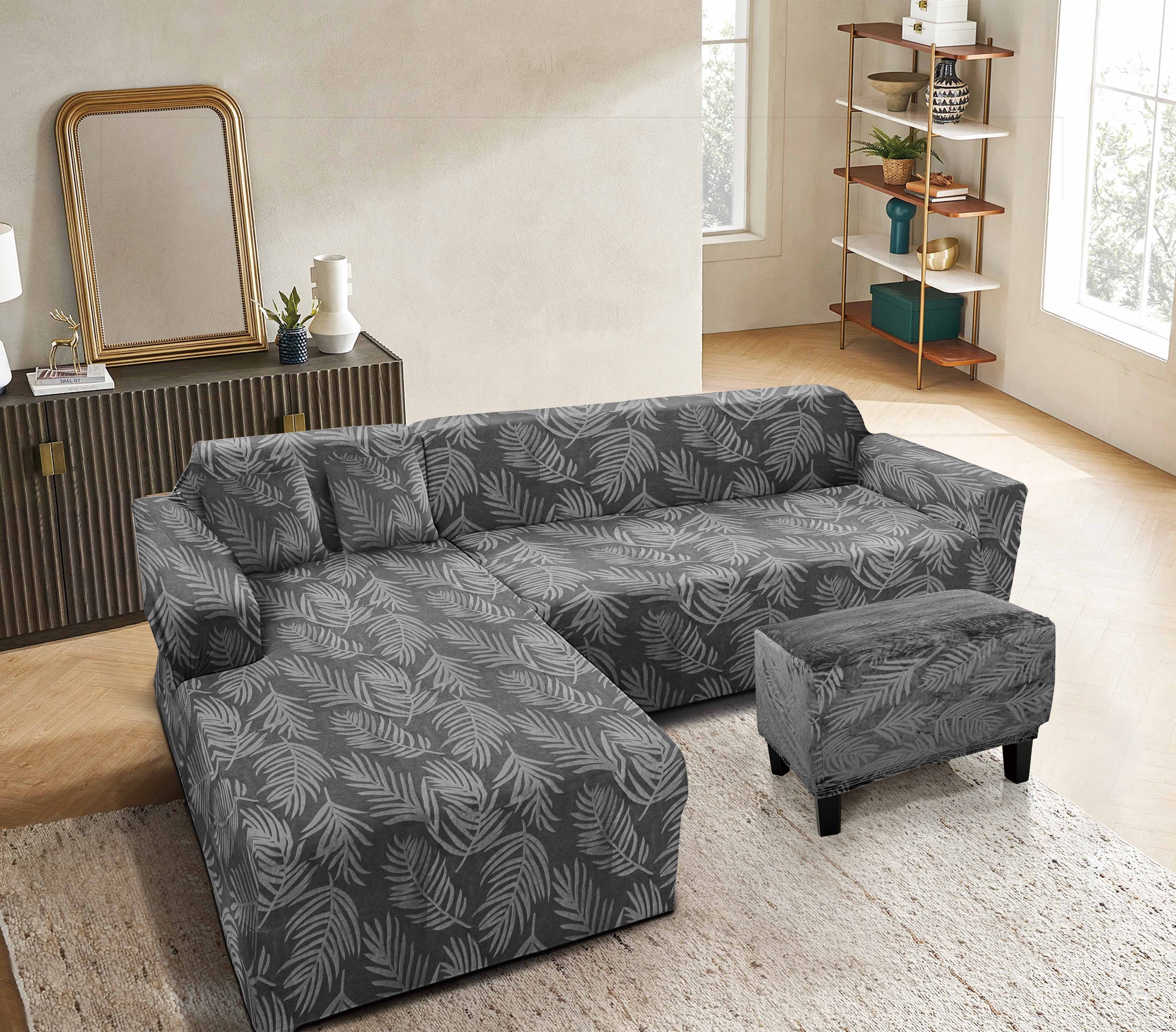 Funda de mueble modular 2 pzs + baúl Terciopelo Labrado con 2 fundas de cojines