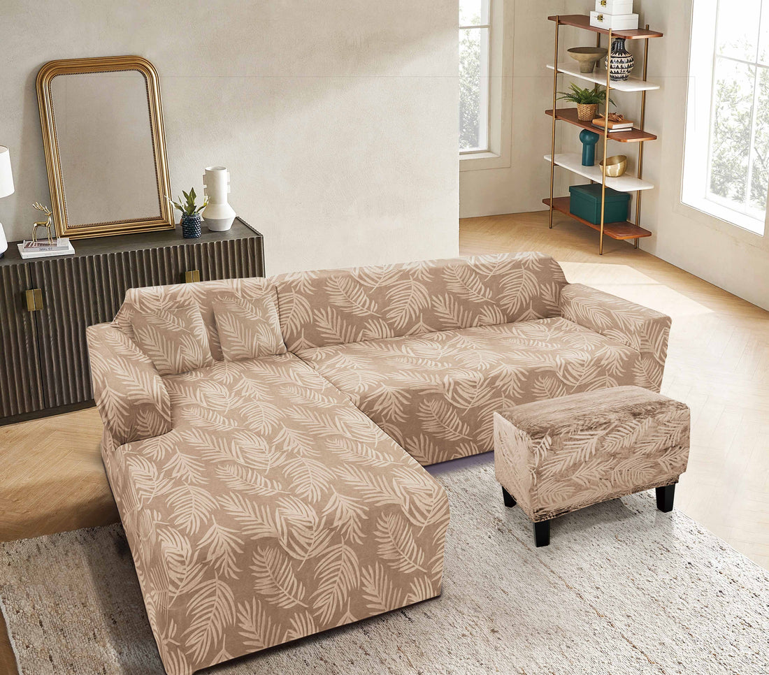Funda de mueble modular 2 pzs + baúl Terciopelo Labrado con 2 fundas de cojines