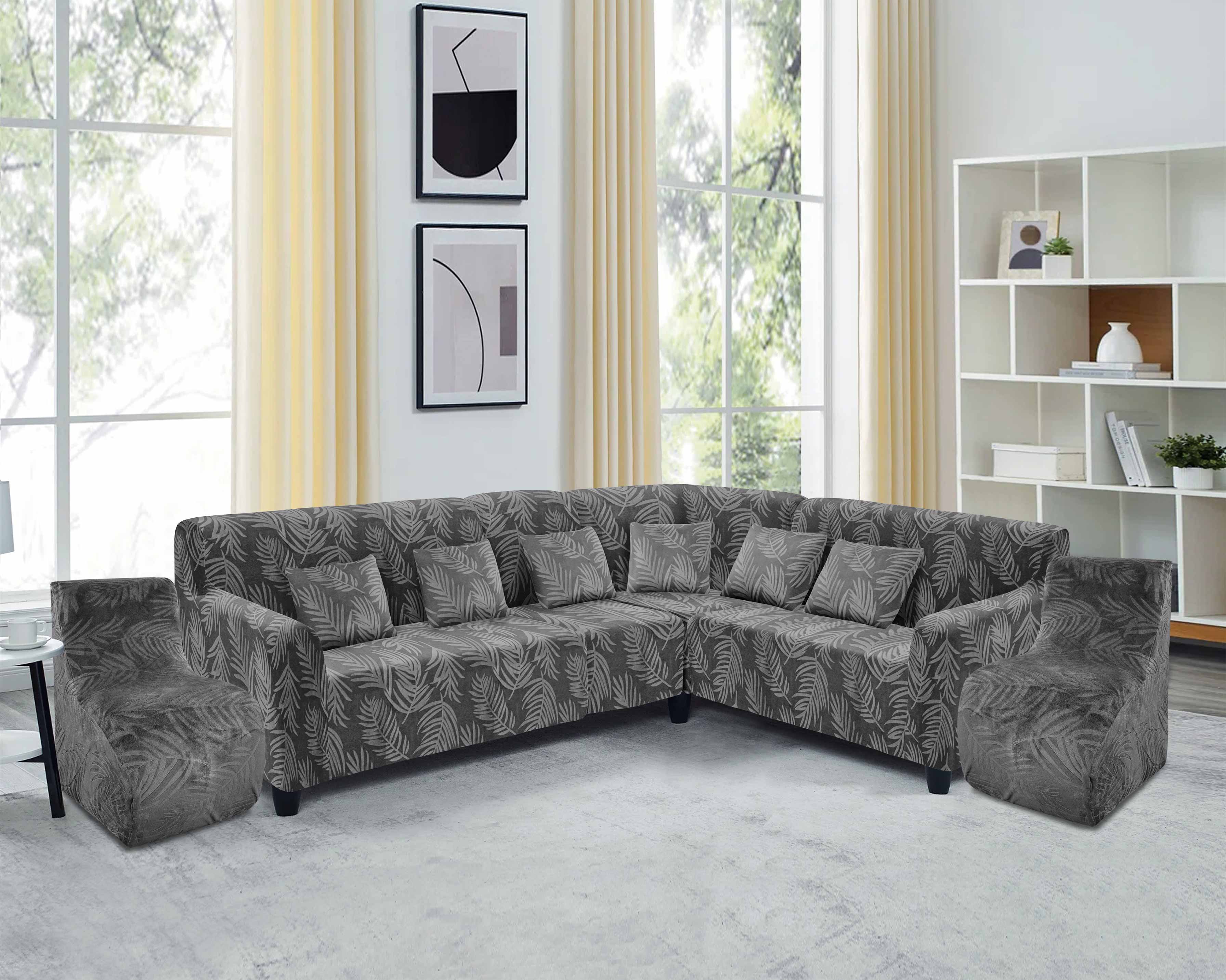 Funda de mueble modular 6 pzs Terciopelo Labrado con 6 fundas de cojines