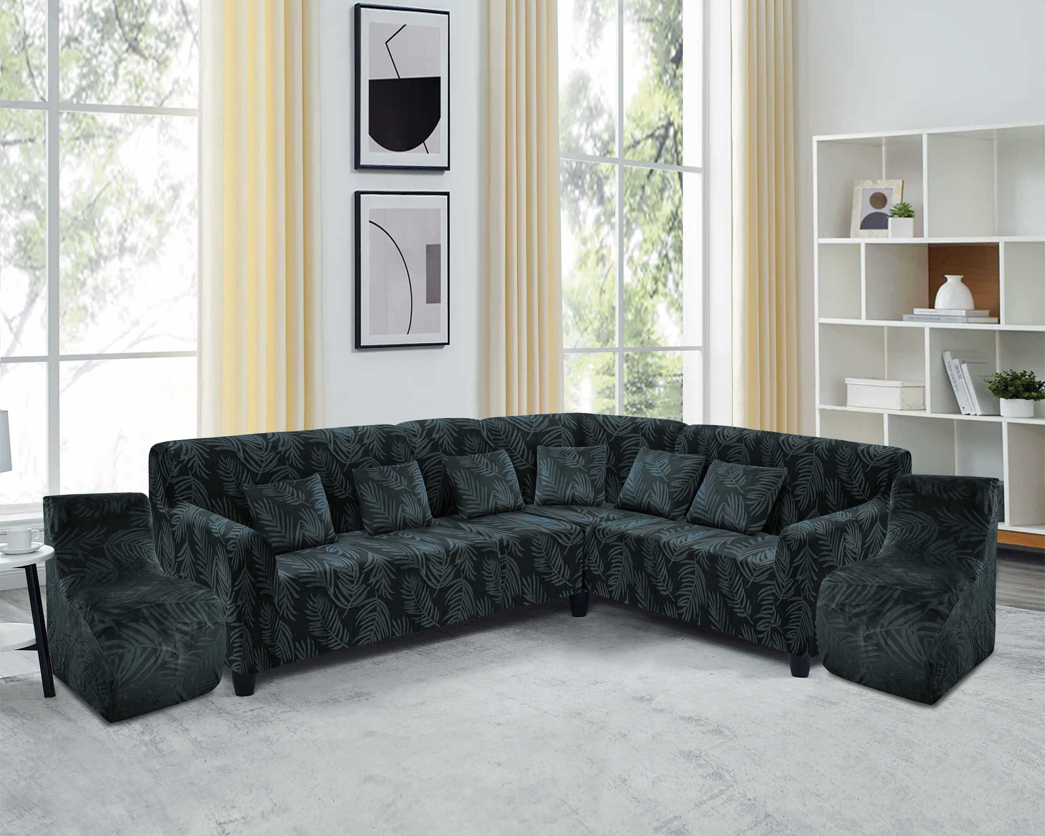 Funda de mueble modular 6 pzs Terciopelo Labrado con 6 fundas de cojines