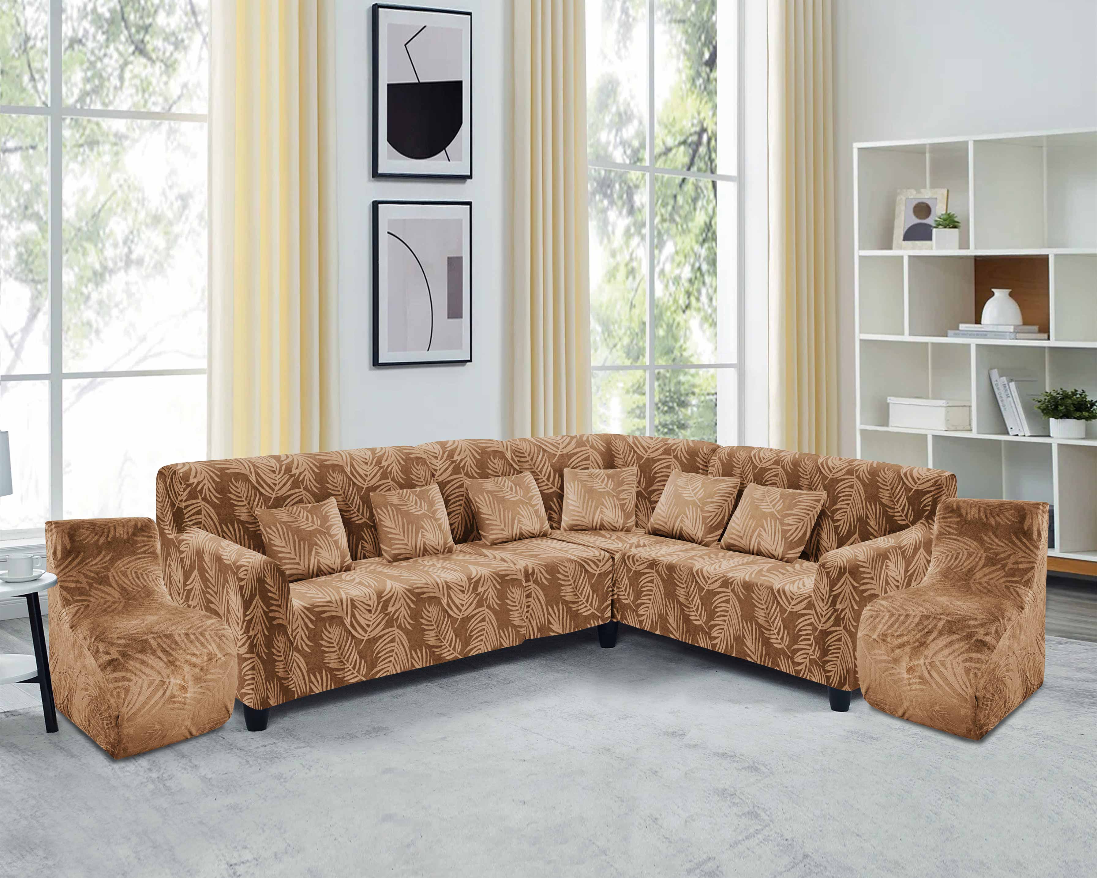 Funda de mueble modular 6 pzs Terciopelo Labrado con 6 fundas de cojines