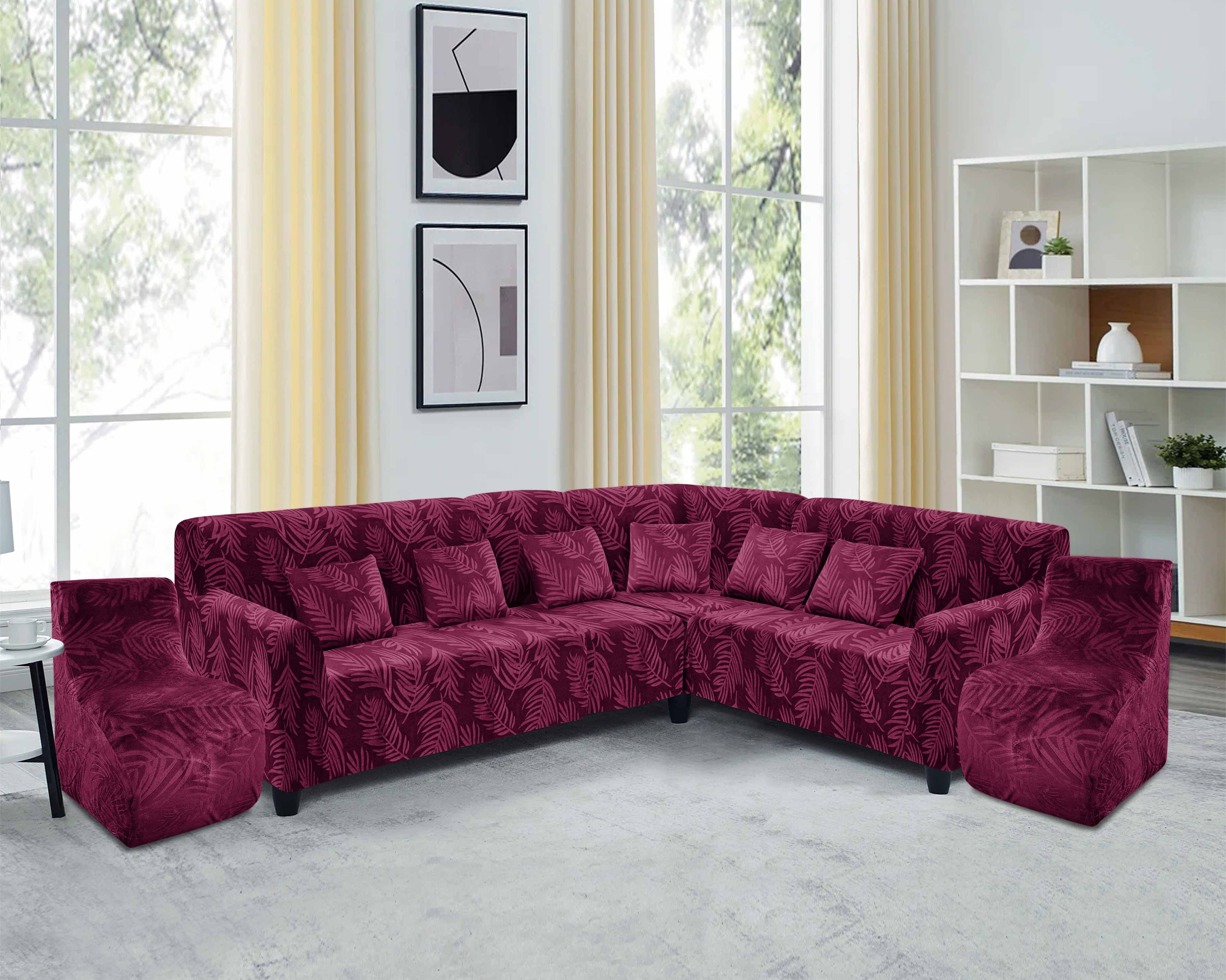 Funda de mueble modular 6 pzs Terciopelo Labrado con 6 fundas de cojines