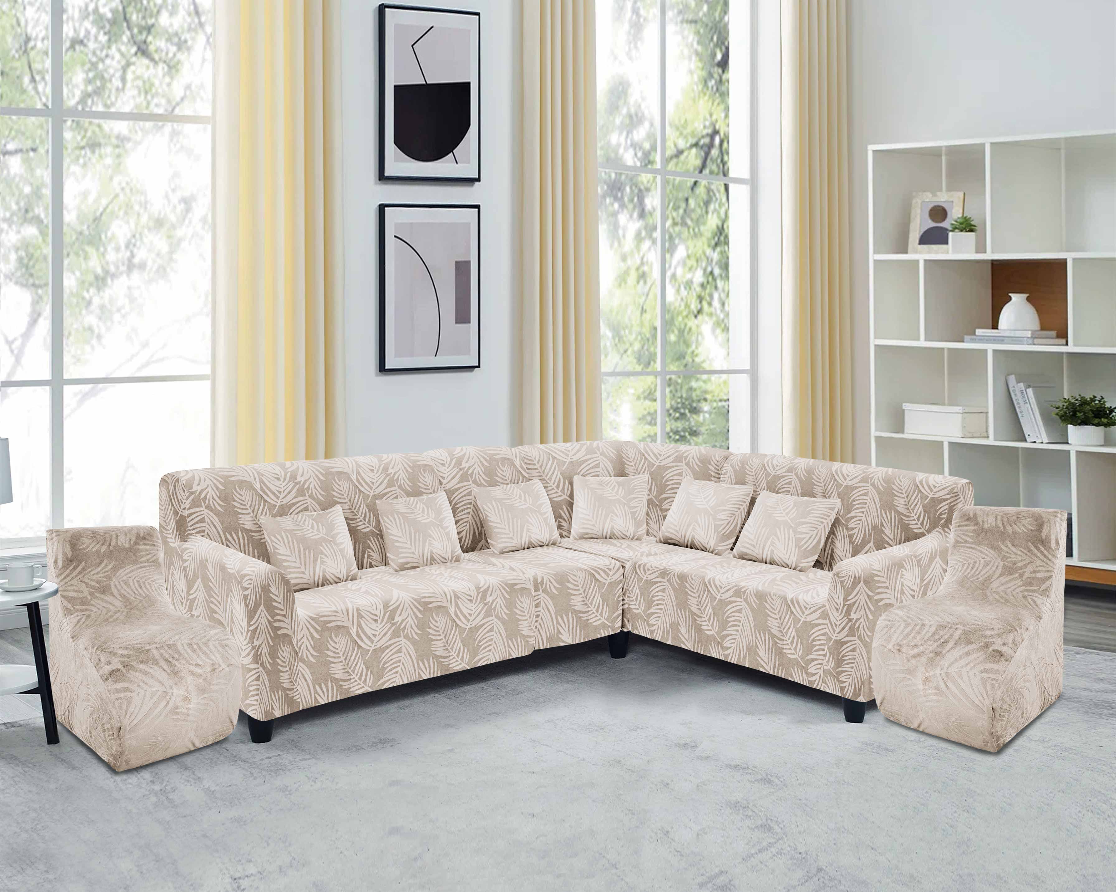Funda de mueble modular 6 pzs Terciopelo Labrado con 6 fundas de cojines