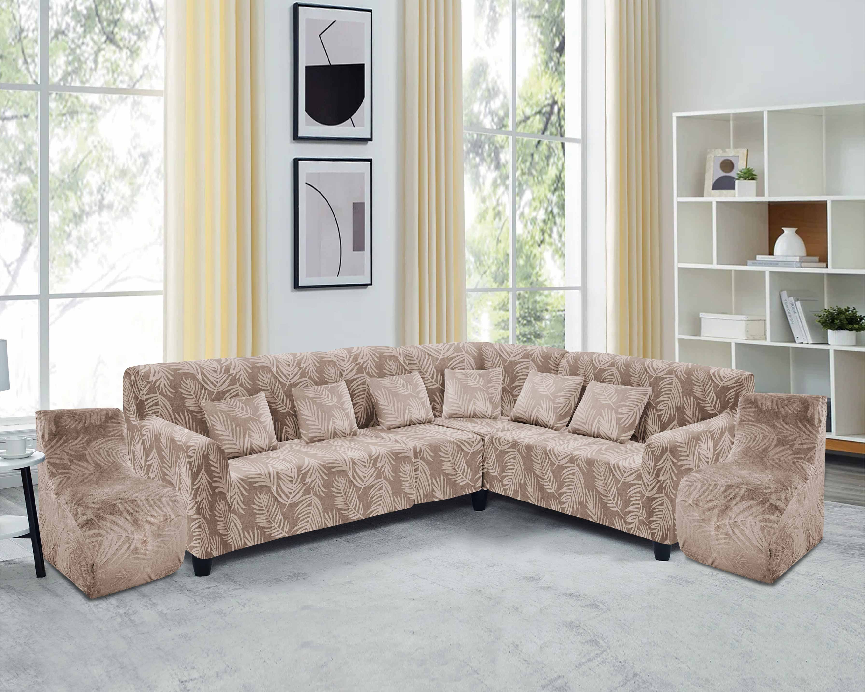 Funda de mueble modular 6 pzs Terciopelo Labrado con 6 fundas de cojines