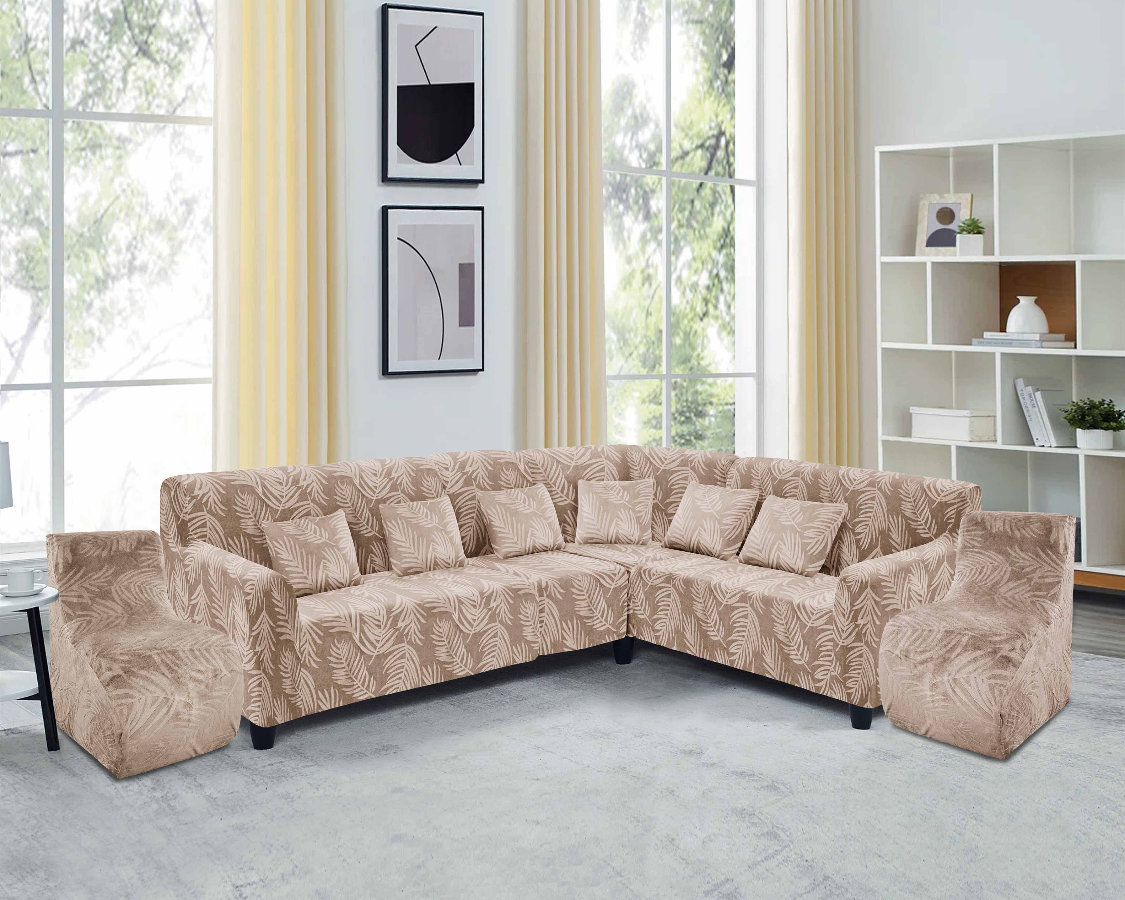 Funda de mueble modular 6 pzs Terciopelo Labrado con 6 fundas de cojines