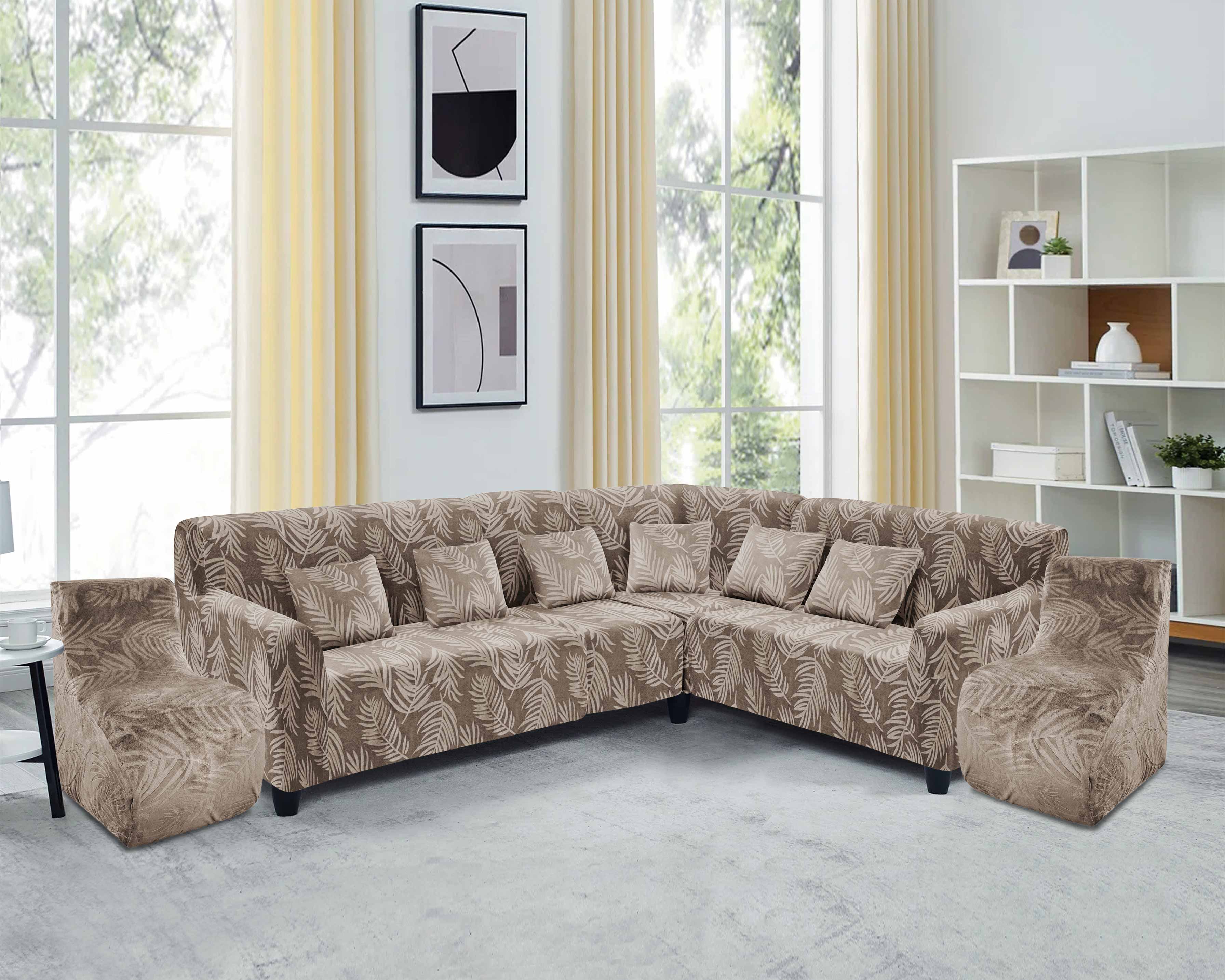 Funda de mueble modular 6 pzs Terciopelo Labrado con 6 fundas de cojines
