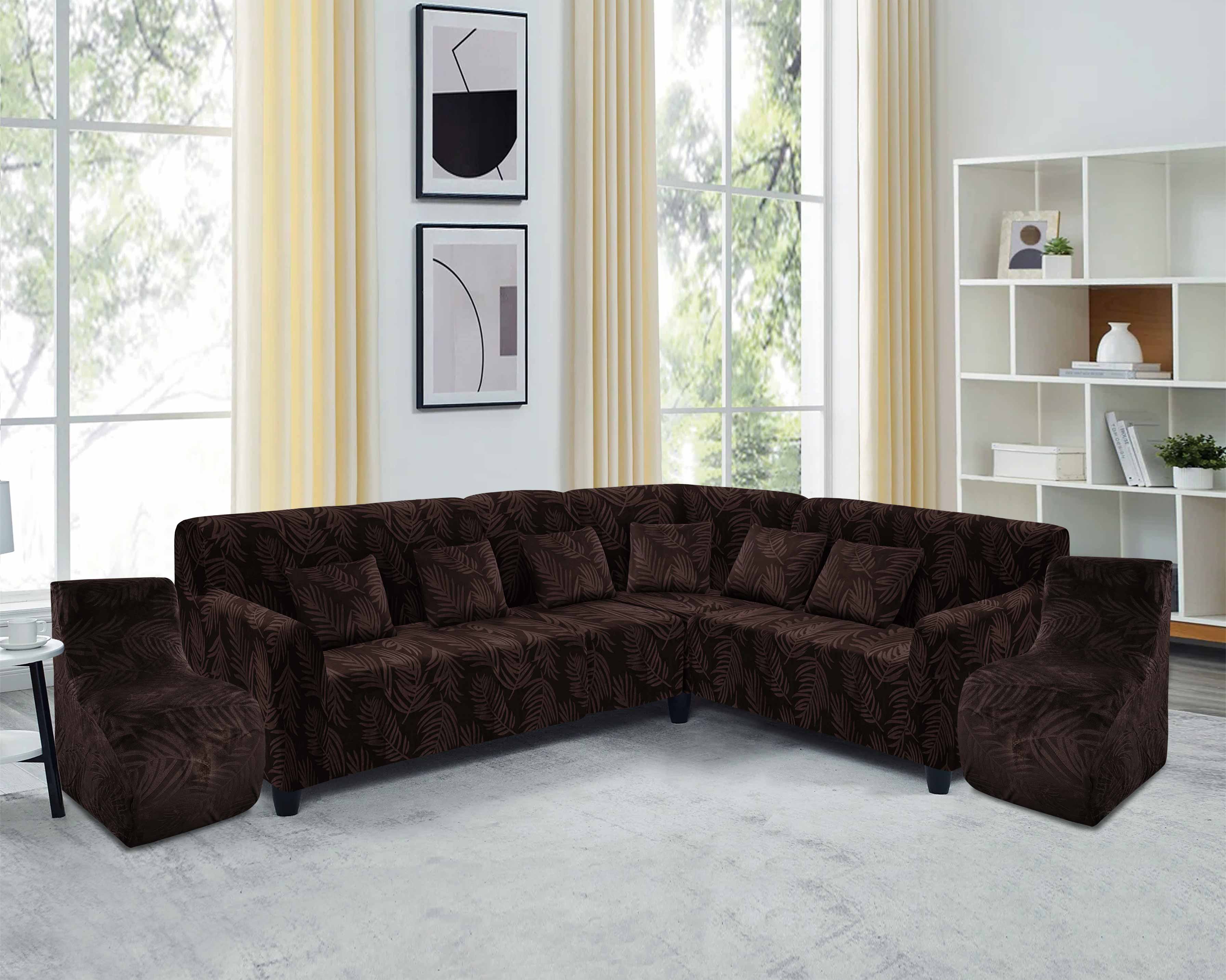 Funda de mueble modular 6 pzs Terciopelo Labrado con 6 fundas de cojines