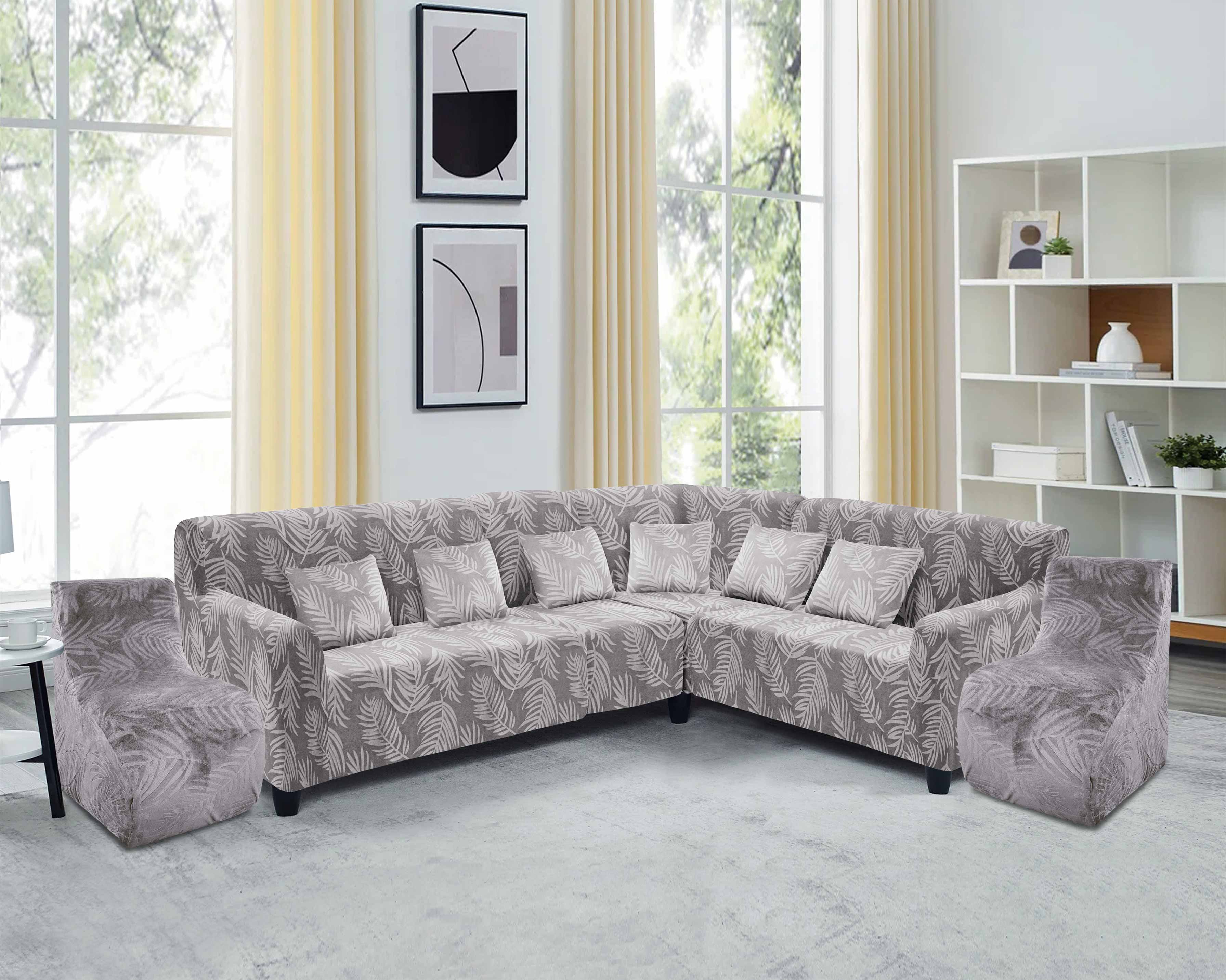 Funda de mueble modular 6 pzs Terciopelo Labrado con 6 fundas de cojines