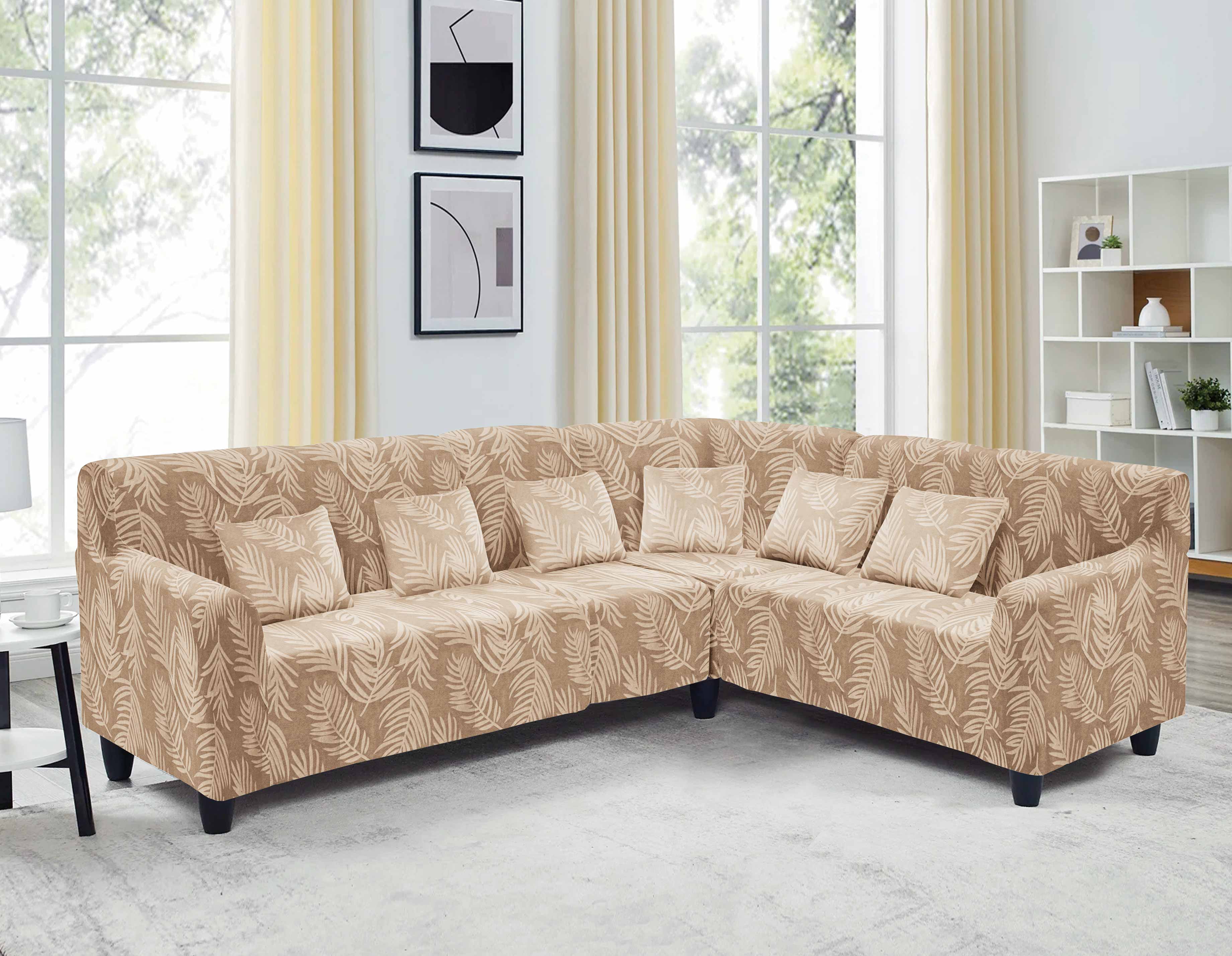 Funda de mueble modular 4 piezas Terciopelo Labrado con 6 fundas de cojines