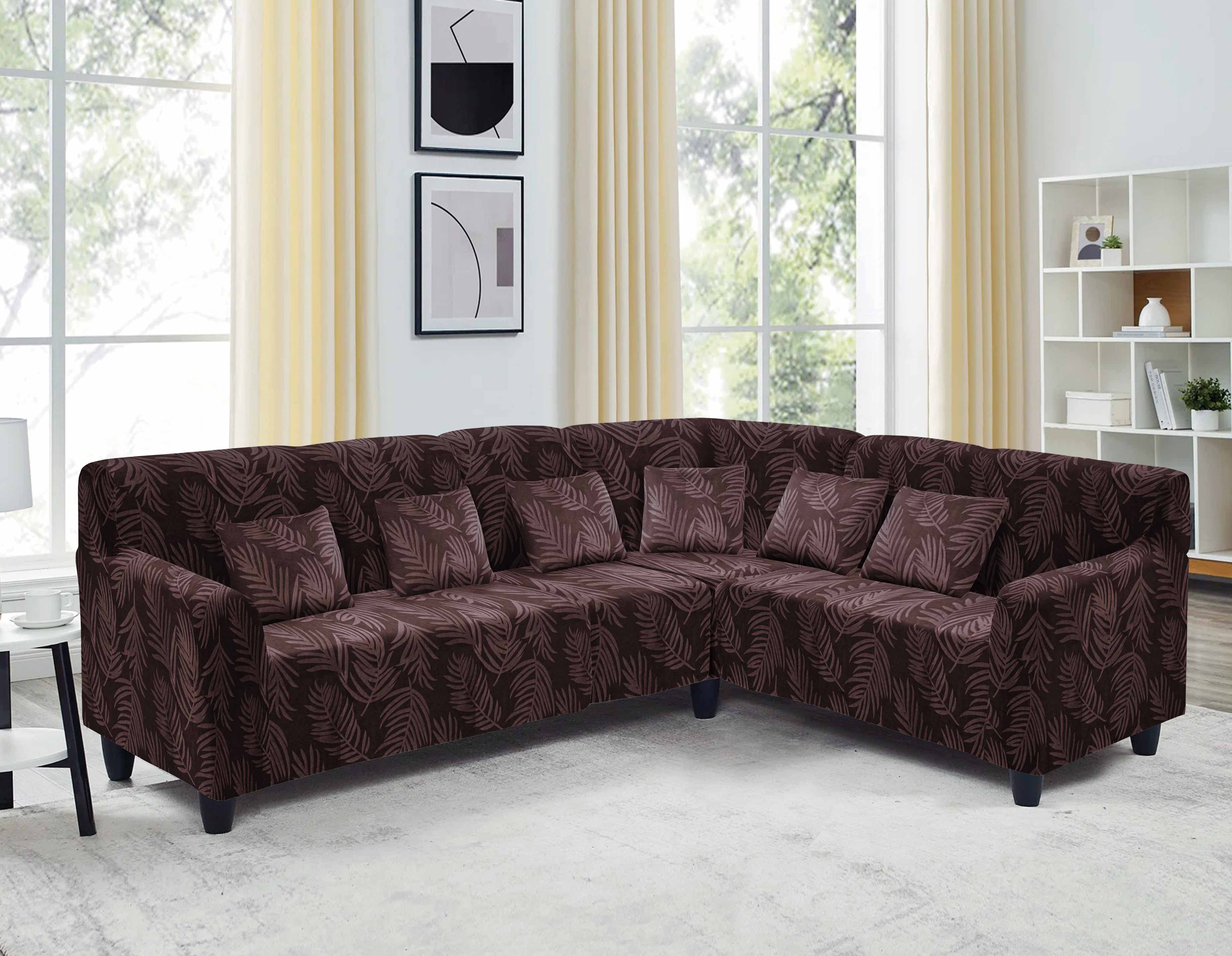 Funda de mueble modular 4 piezas Terciopelo Labrado con 6 fundas de cojines