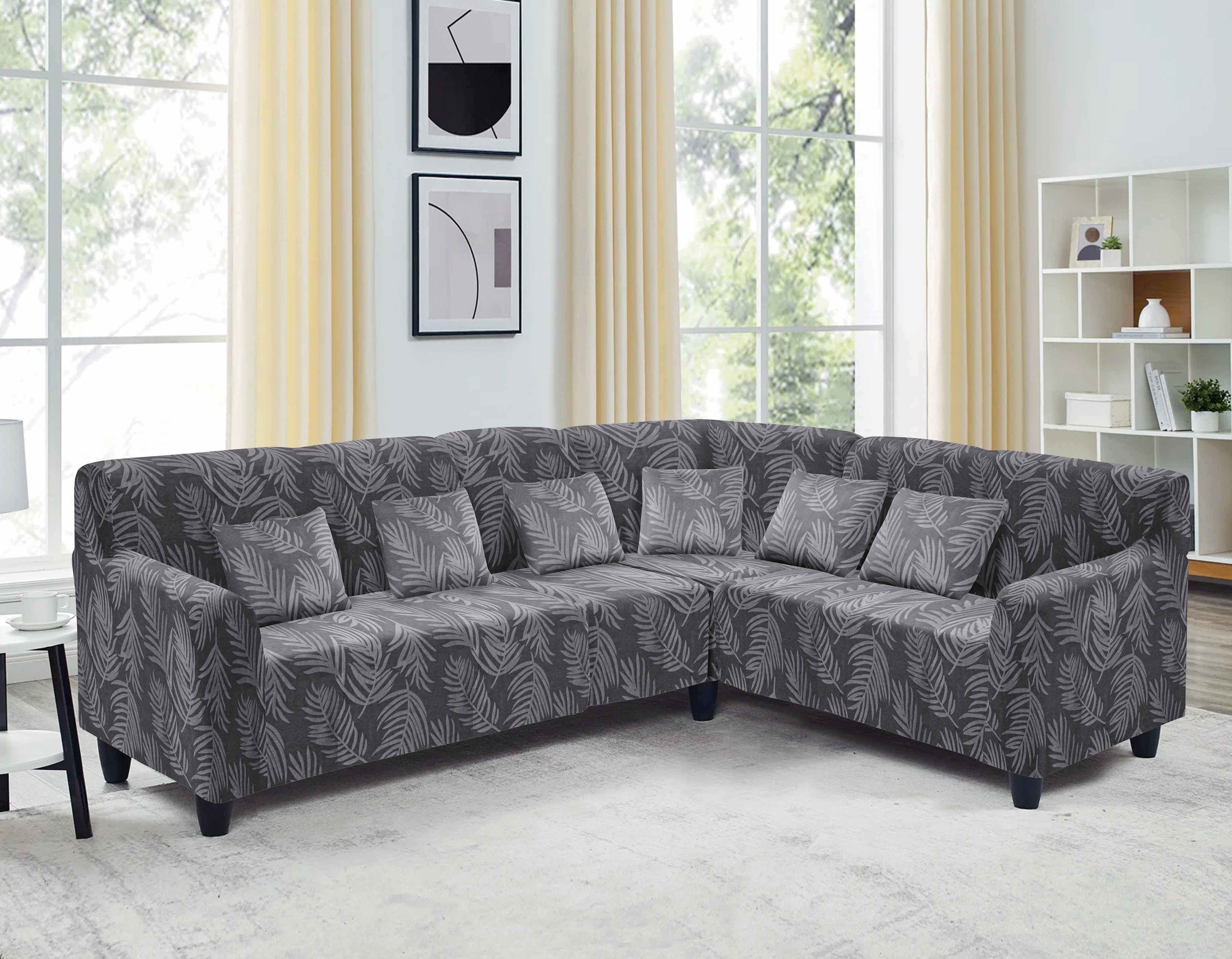 Funda de mueble modular 4 piezas Terciopelo Labrado con 6 fundas de cojines