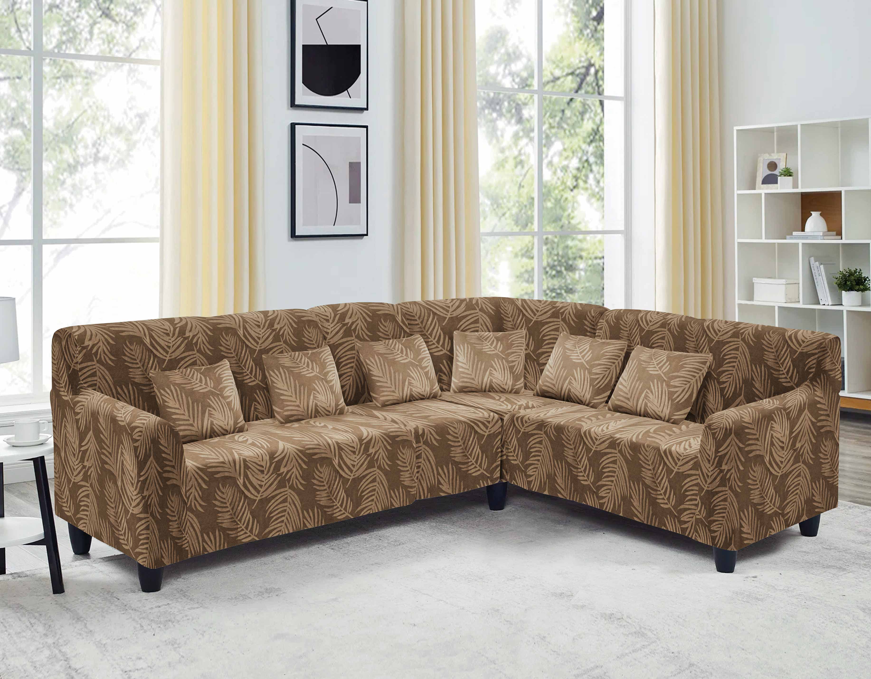 Funda de mueble modular 4 piezas Terciopelo Labrado con 6 fundas de cojines