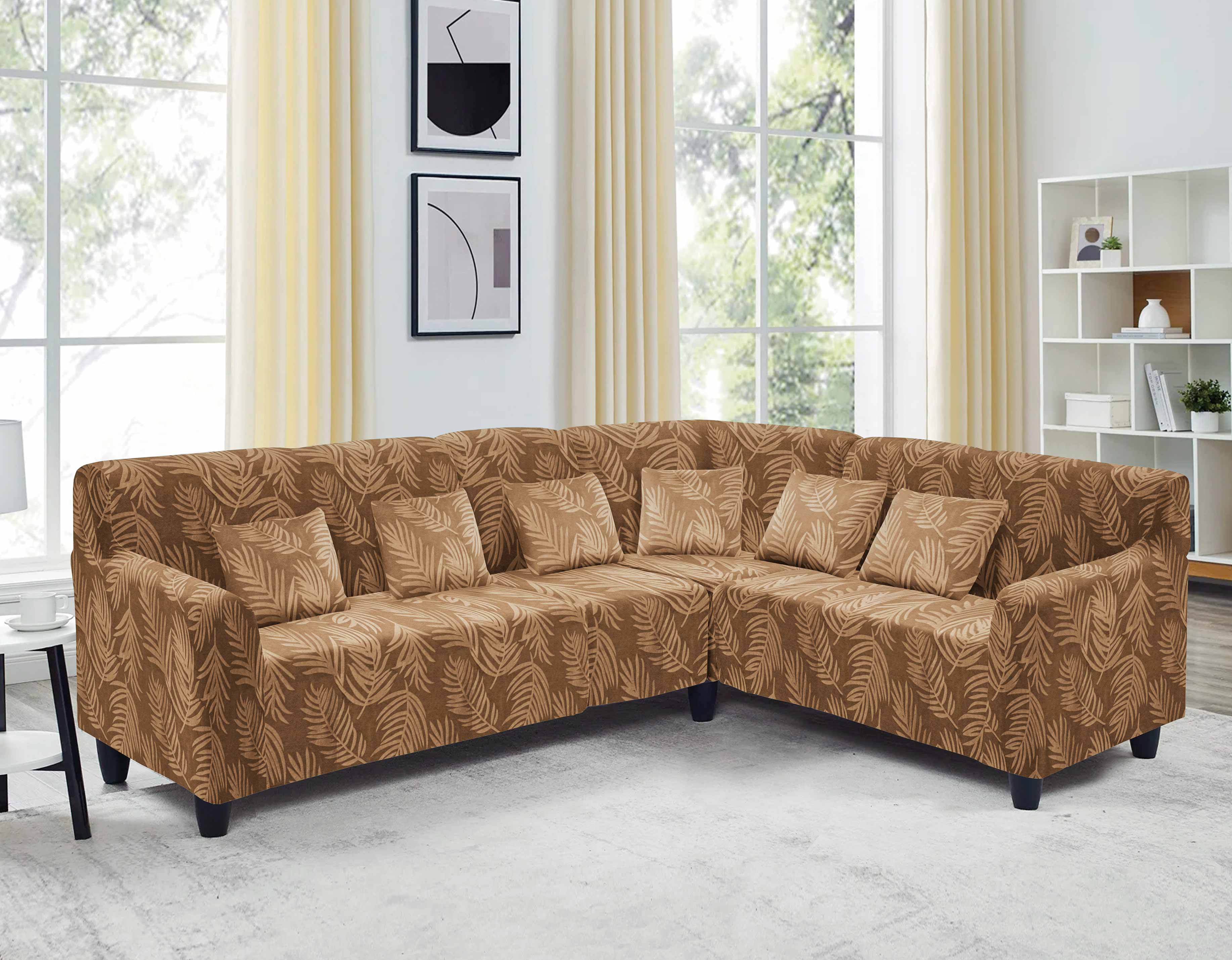 Funda de mueble modular 4 piezas Terciopelo Labrado con 6 fundas de cojines