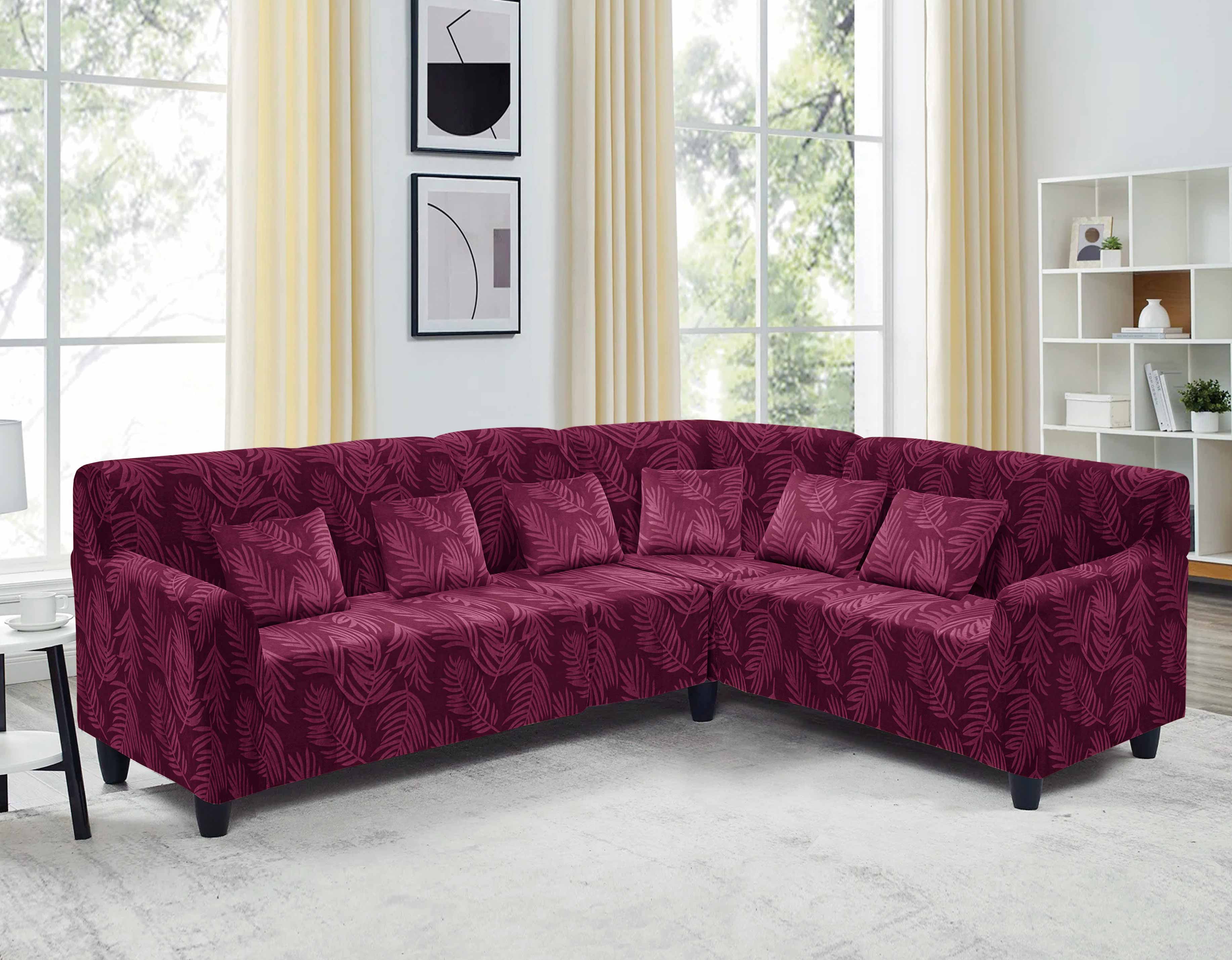 Funda de mueble modular 4 piezas Terciopelo Labrado con 6 fundas de cojines