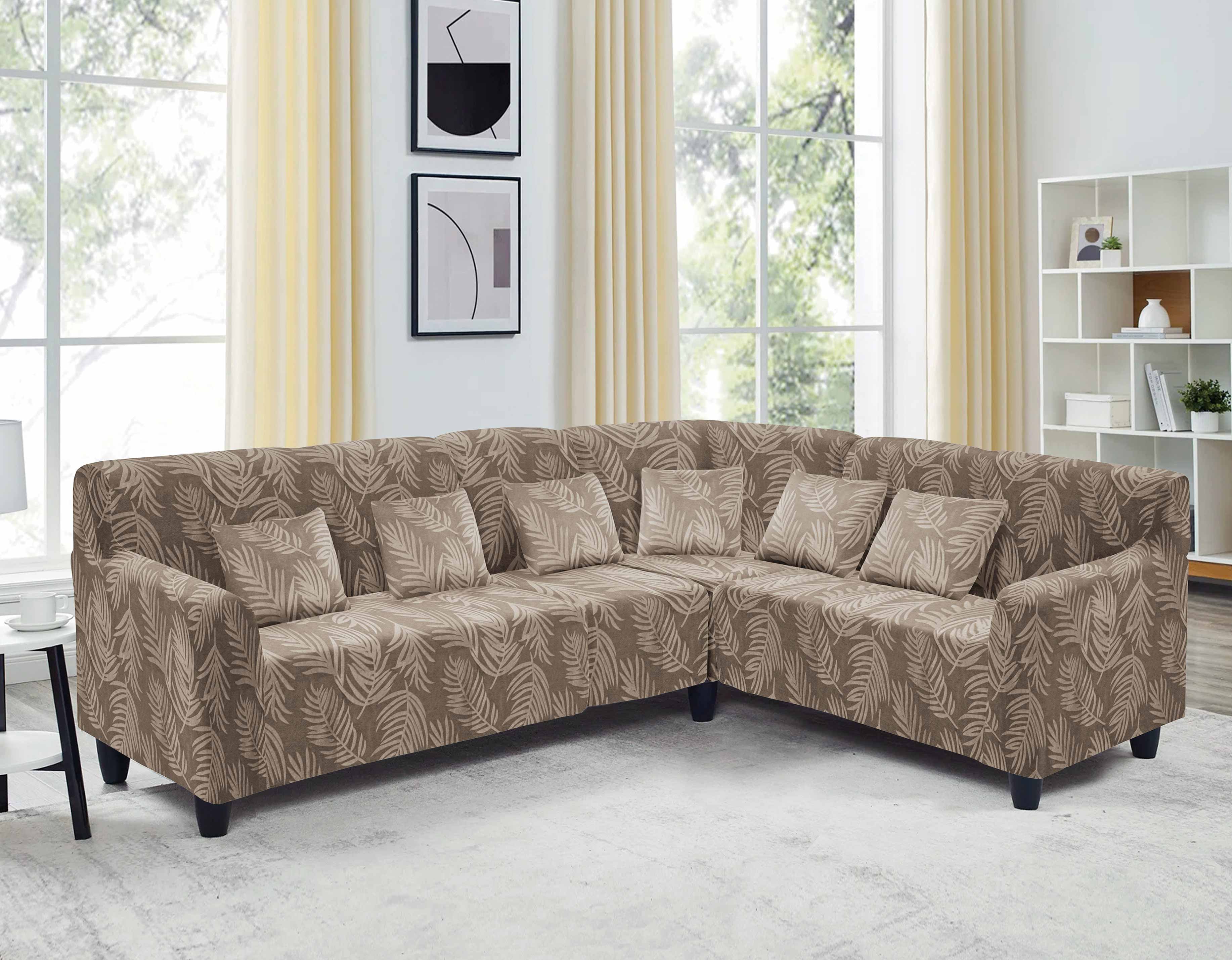 Funda de mueble modular 4 piezas Terciopelo Labrado con 6 fundas de cojines