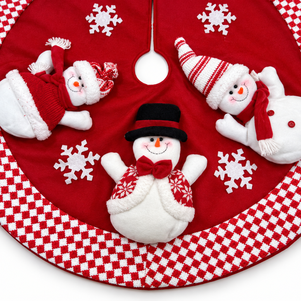 Piso de Árbol Navideño Muñeco de Nieve 3D Rojo