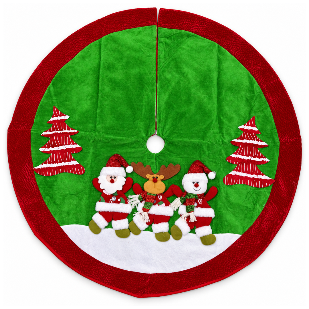 Piso de Árbol Navideño Papá Noel, Reno y Muñeco de Nieve