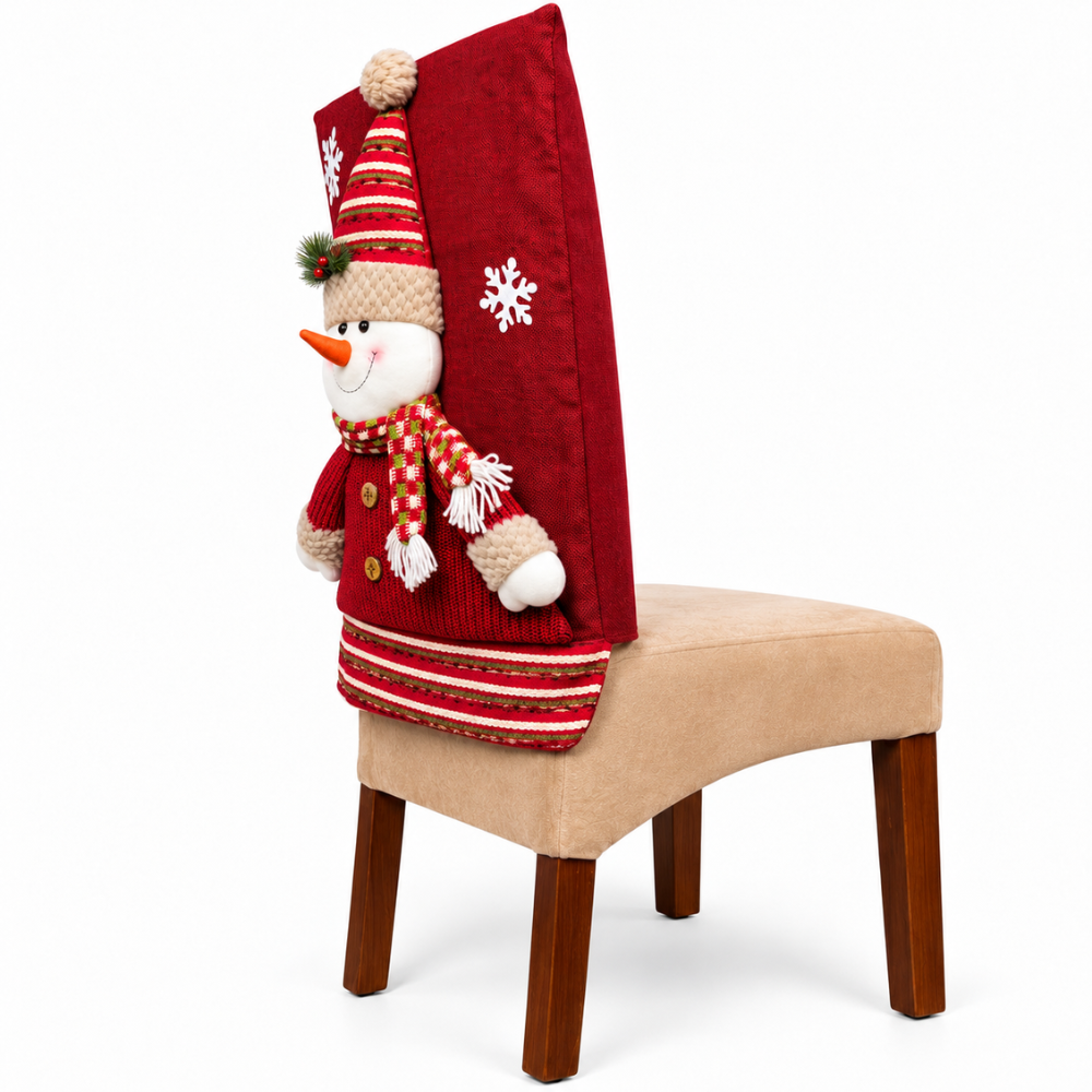 Funda Respaldar de Silla Navideña 3D Rojo