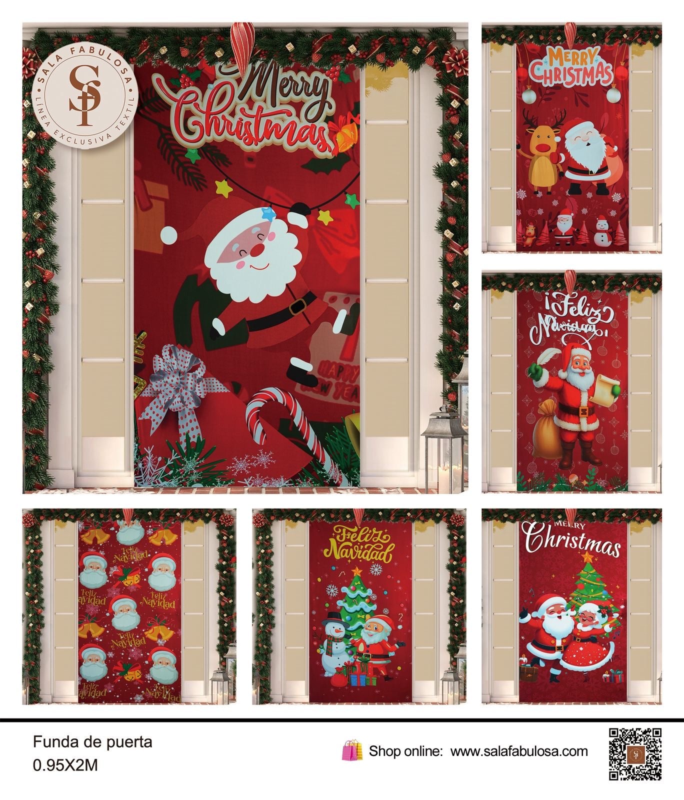 Funda de puerta navideña