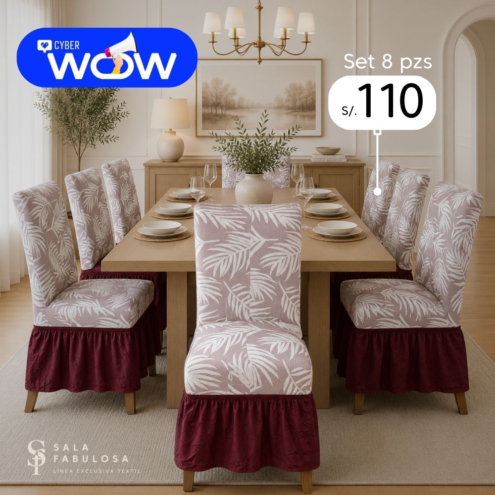 Cyber WOW - Funda de Silla Alto Relieve Diseño PALMA 8 Piezas