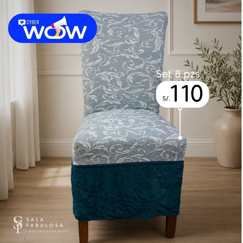 Cyber WOW - Funda de Silla Alto Relieve Diseño Brisa 8 Piezas