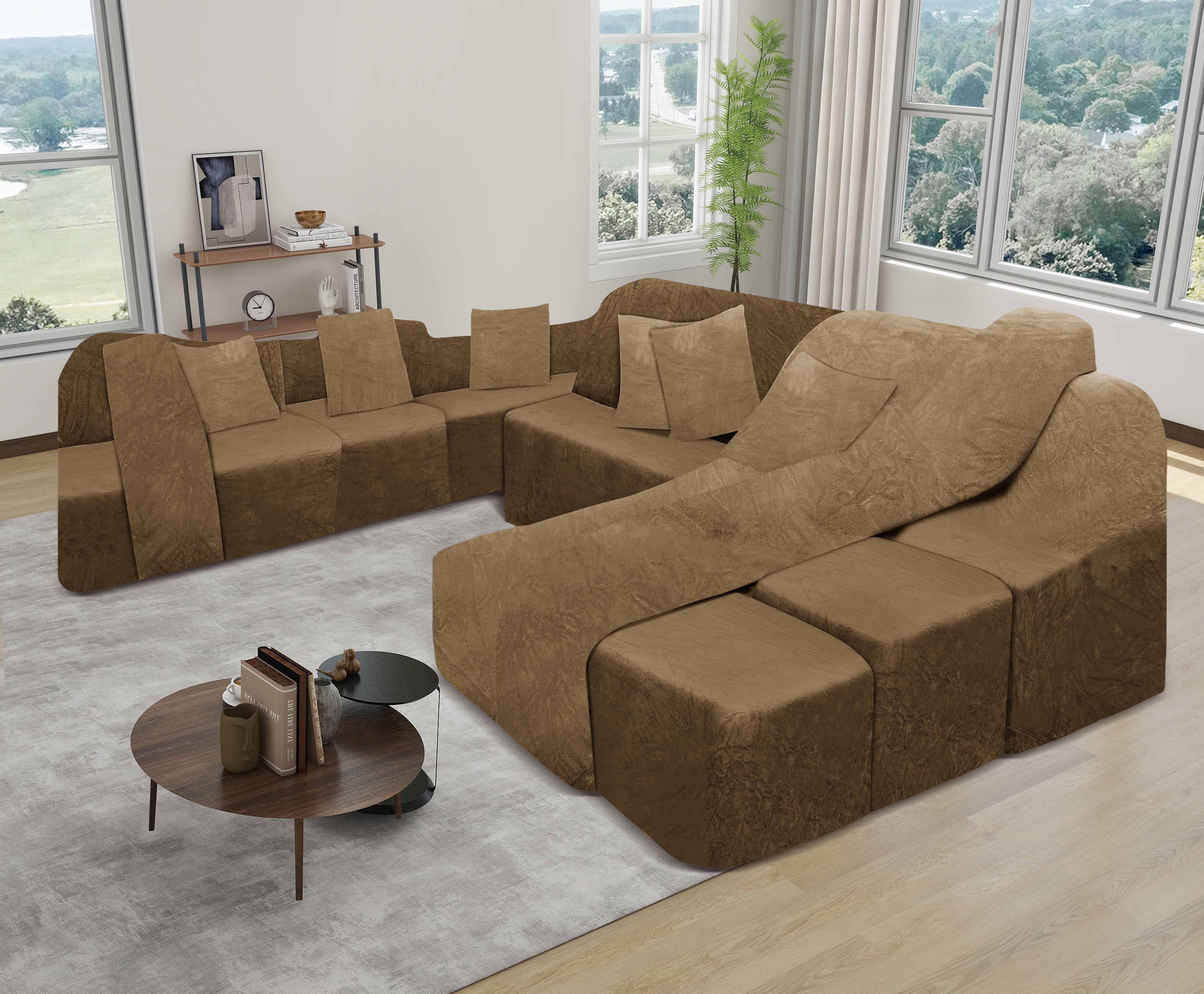 Funda de mueble SOFÁ CAMA 9 piezas terciopelo liso