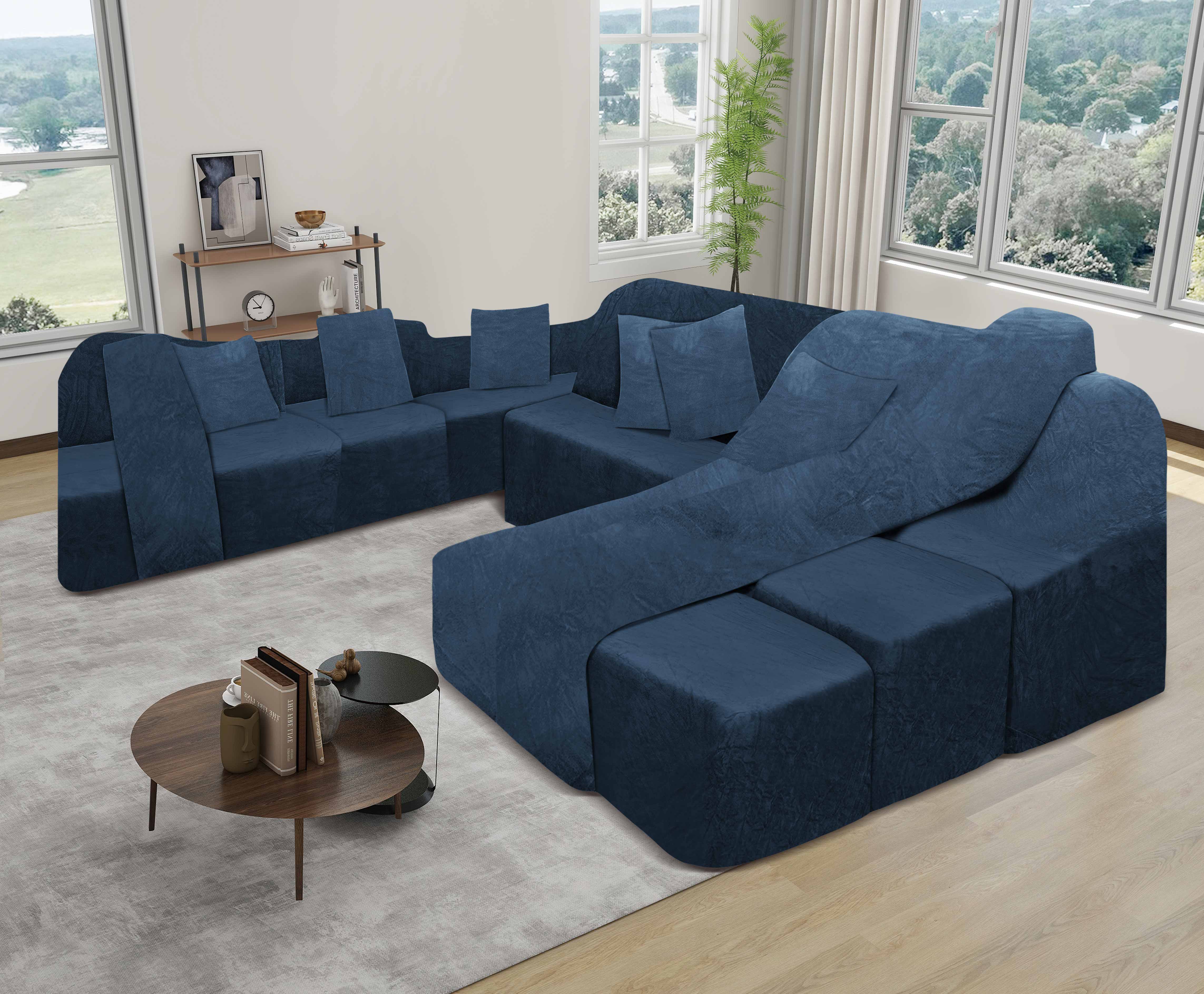 Funda de mueble SOFÁ CAMA 9 piezas terciopelo liso