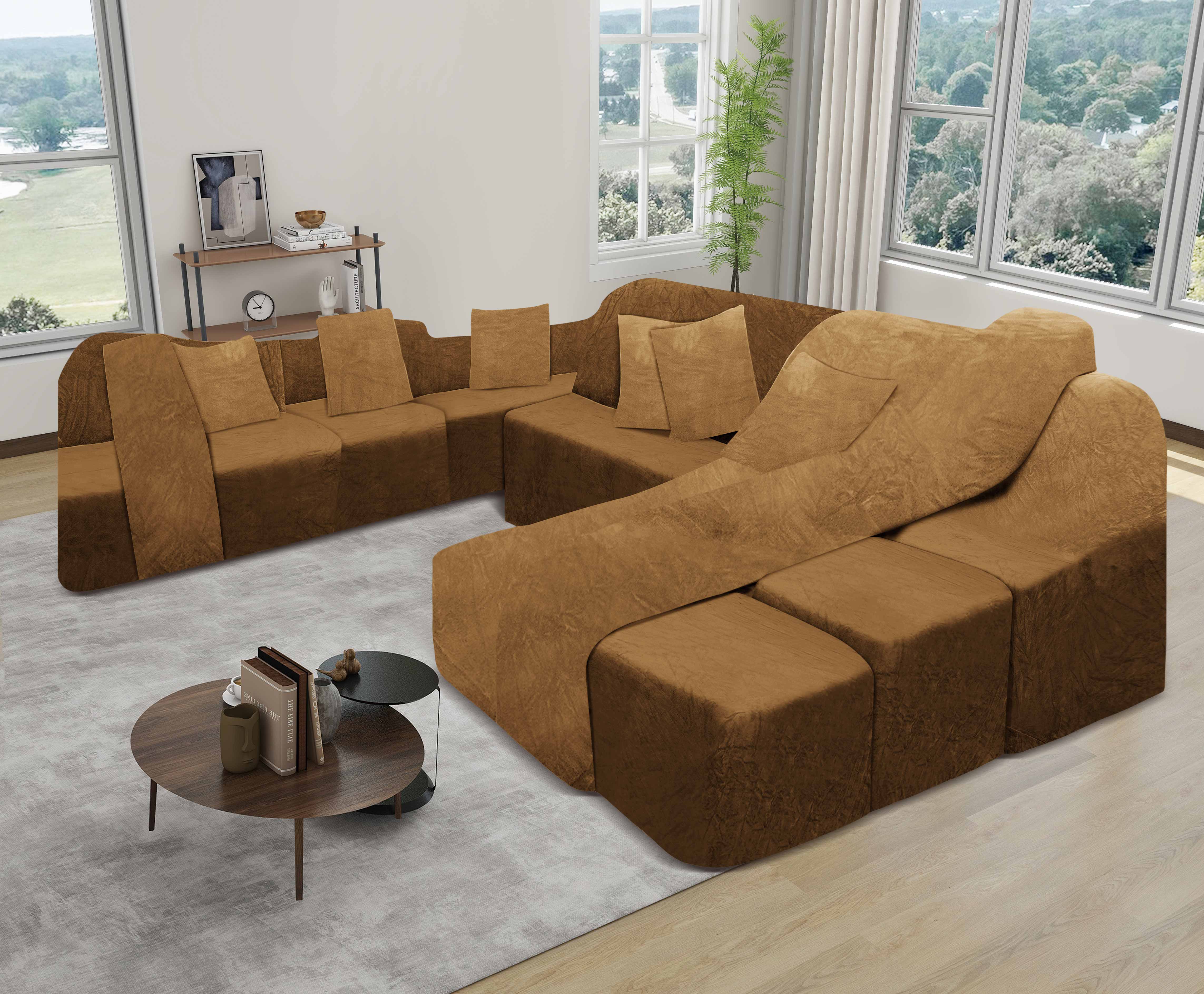 Funda de mueble SOFÁ CAMA 9 piezas terciopelo liso