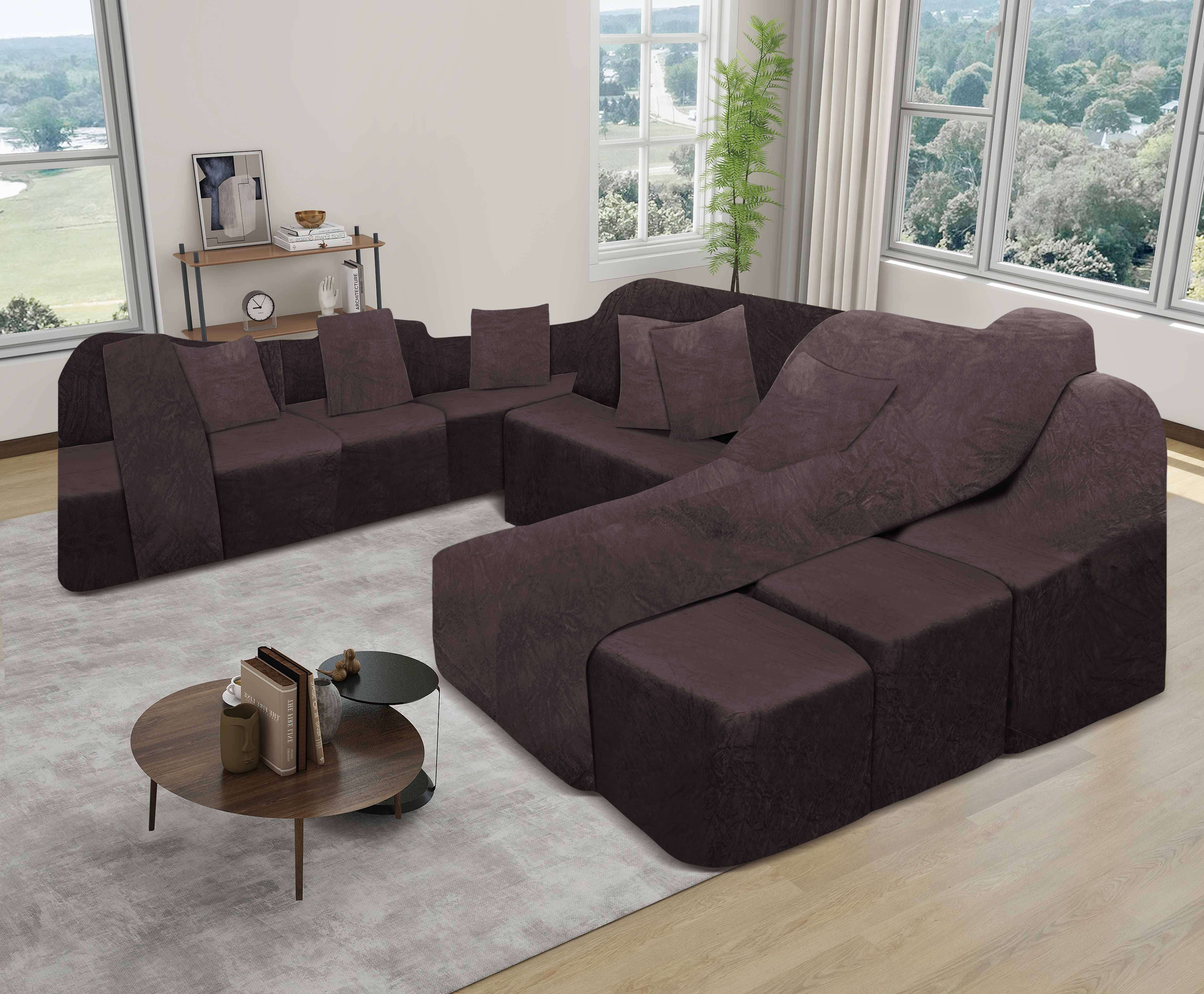 Funda de mueble SOFÁ CAMA 9 piezas terciopelo liso