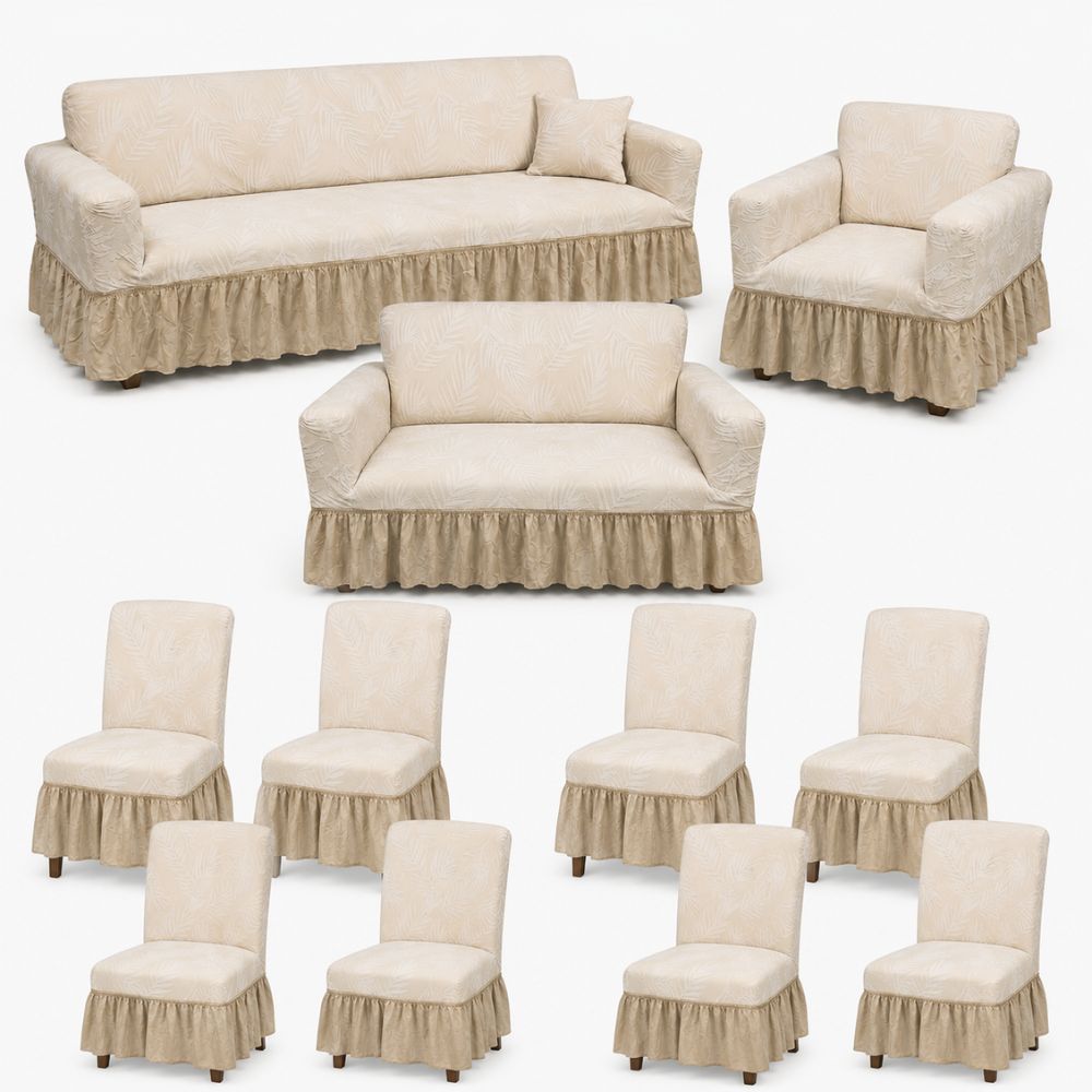 Pack Mueble 3-2-1 + 8 fundas de sillas catiónico Palma