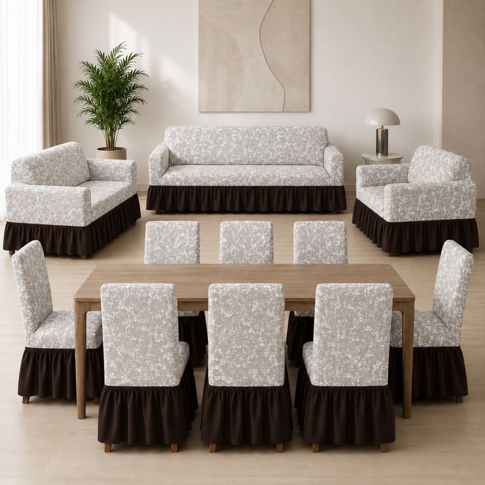 Pack Mueble 3-2-1 + 8 fundas de sillas catiónico Brisa