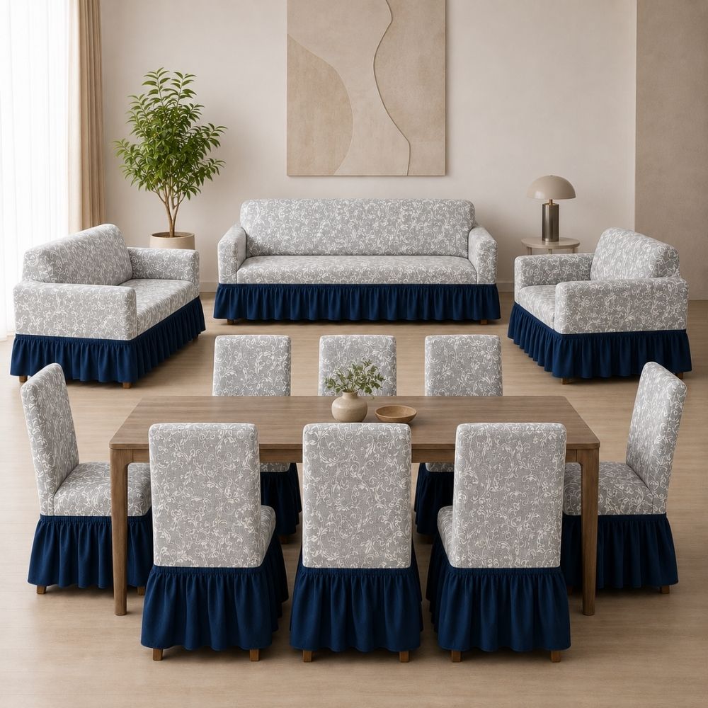 Pack Mueble 3-2-1 + 8 fundas de sillas catiónico Brisa