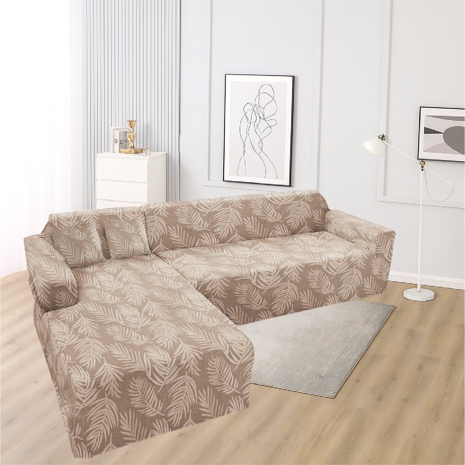 Funda de mueble modular 2 pzs Terciopelo Labrado con 2 fundas de cojines