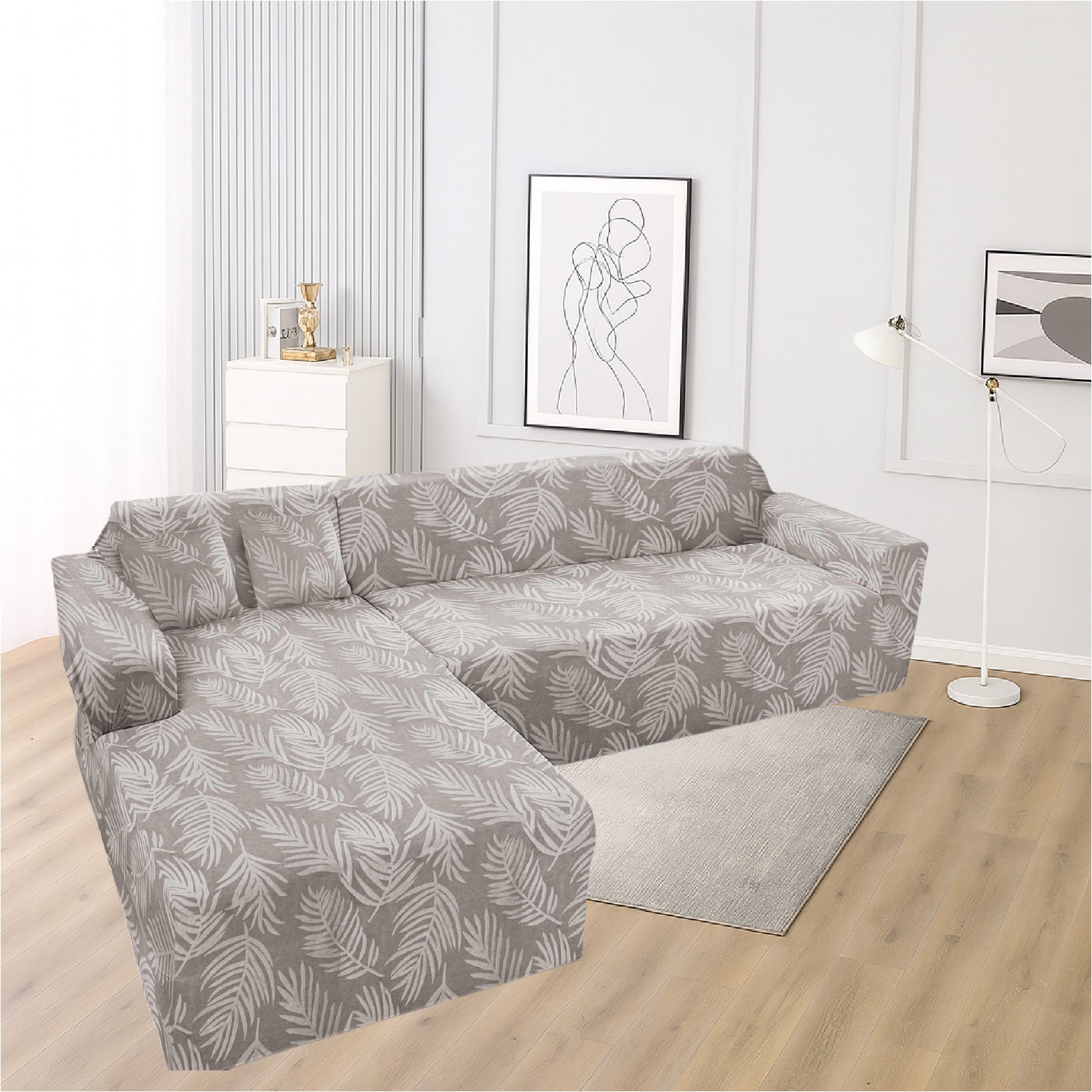 Funda de mueble modular 2 pzs Terciopelo Labrado con 2 fundas de cojines