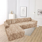 Funda de mueble modular 2 pzs Terciopelo Labrado con 6 fundas de cojines