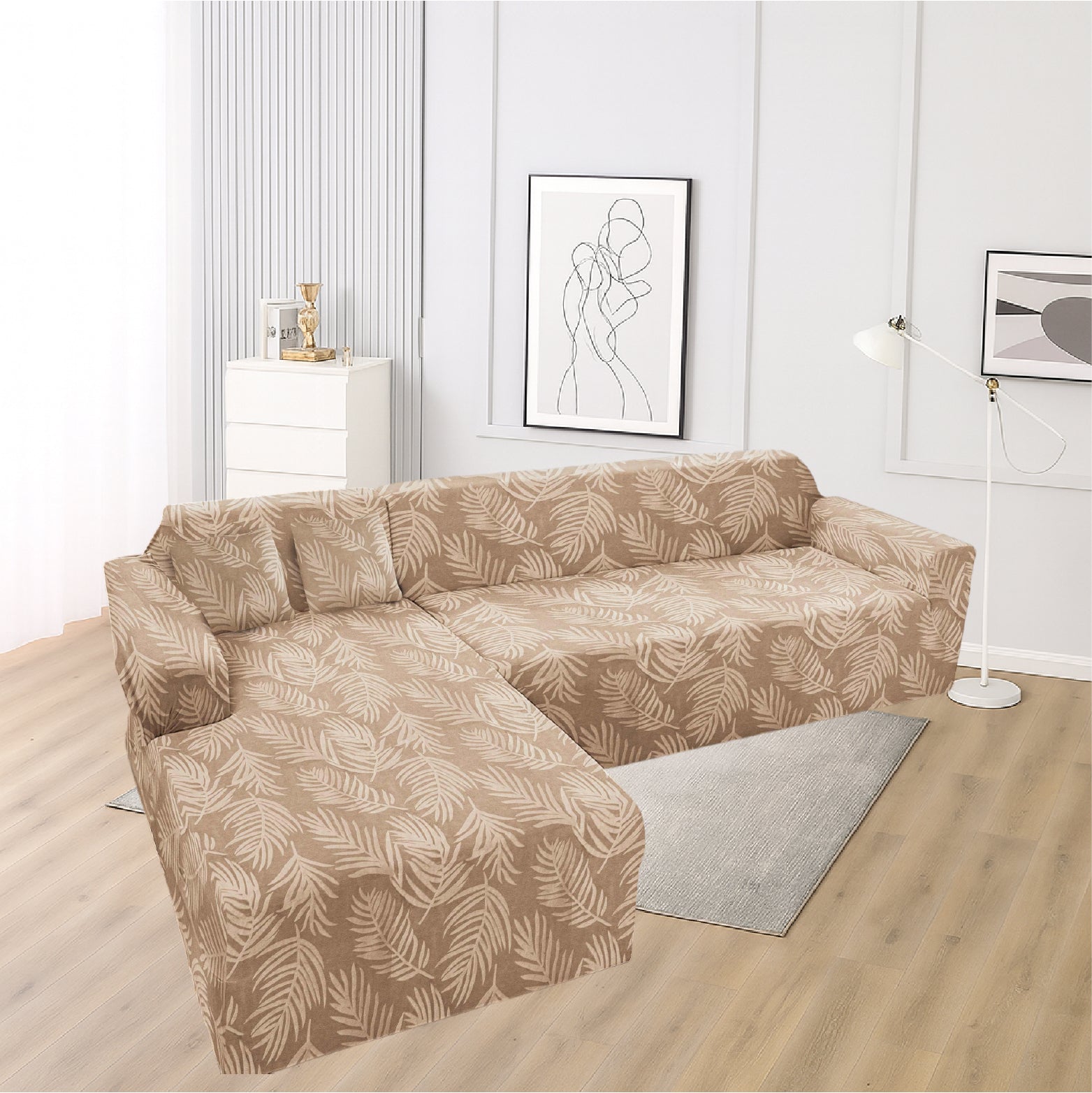 Funda de mueble modular 2 pzs Terciopelo Labrado con 2 fundas de cojines