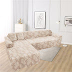 Funda de mueble modular 2 pzs Terciopelo Labrado con 6 fundas de cojines