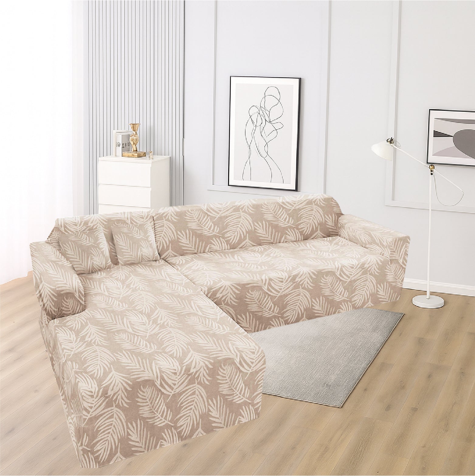 Funda de mueble modular 2 pzs Terciopelo Labrado con 2 fundas de cojines