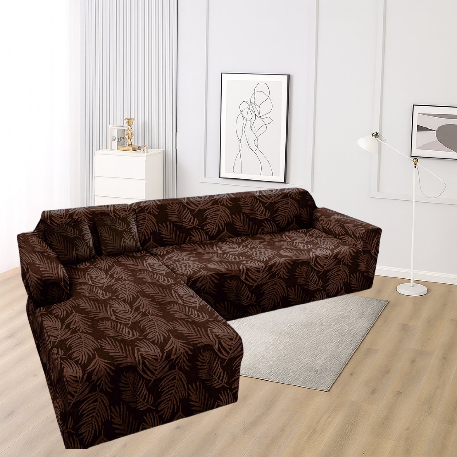 Funda de mueble modular 2 pzs Terciopelo Labrado con 2 fundas de cojines