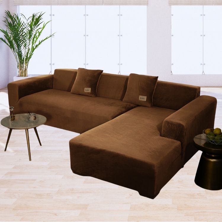 Funda de mueble modular 2 pzs Terciopelo Liso con 2 fundas de cojines