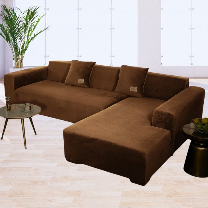 Funda de mueble modular 2 pzs Terciopelo Liso con 2 fundas de cojines