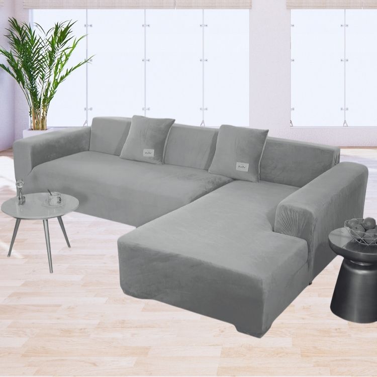 Funda de mueble modular 2 pzs Terciopelo Liso con 2 fundas de cojines