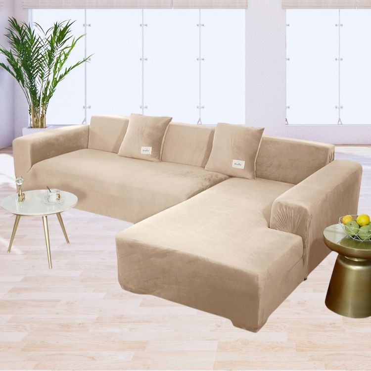 Funda de mueble modular 2 pzs Terciopelo Liso con 2 fundas de cojines