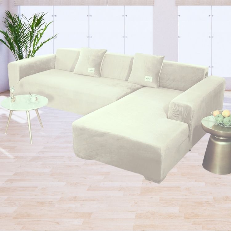 Funda de mueble modular 2 pzs Terciopelo Liso con 2 fundas de cojines