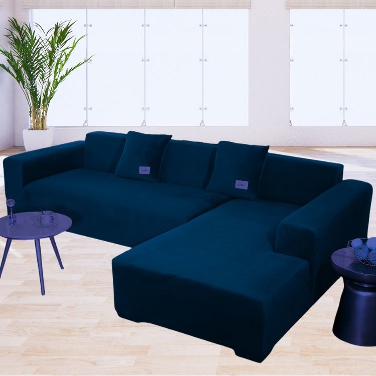 Funda de mueble modular 2 pzs Terciopelo Liso con 2 fundas de cojines