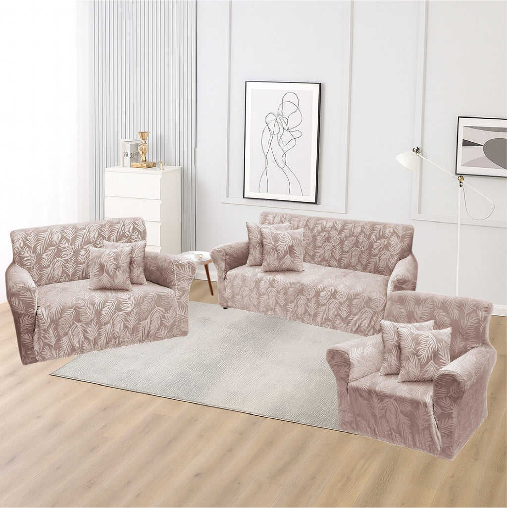 Funda de mueble terciopelo labrado 3-2-1 con 6 fundas de cojines