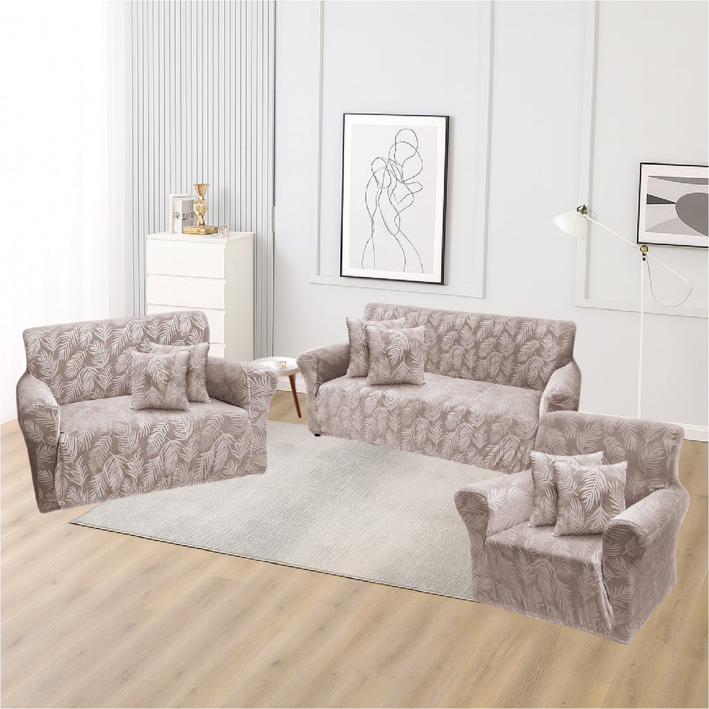 Funda de mueble terciopelo labrado 3-2-1 con 6 fundas de cojines