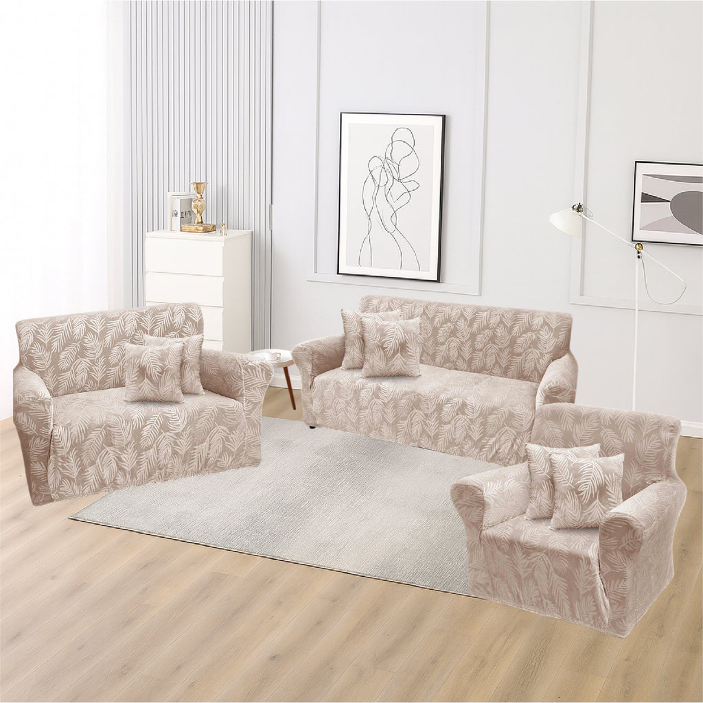 Funda de mueble terciopelo labrado 3-2-1 con 6 fundas de cojines